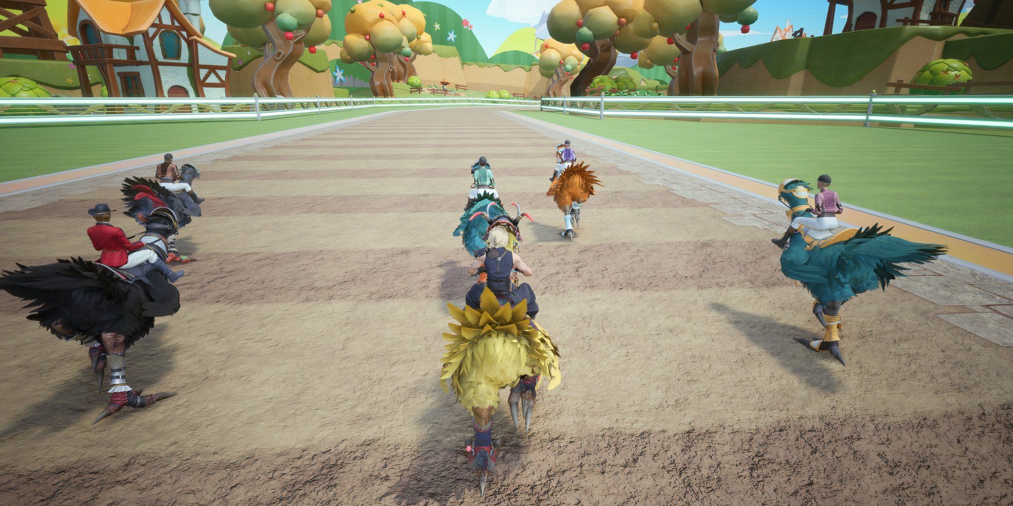 playing the chocobo racing mini game in final fantasy 7 rebirth
