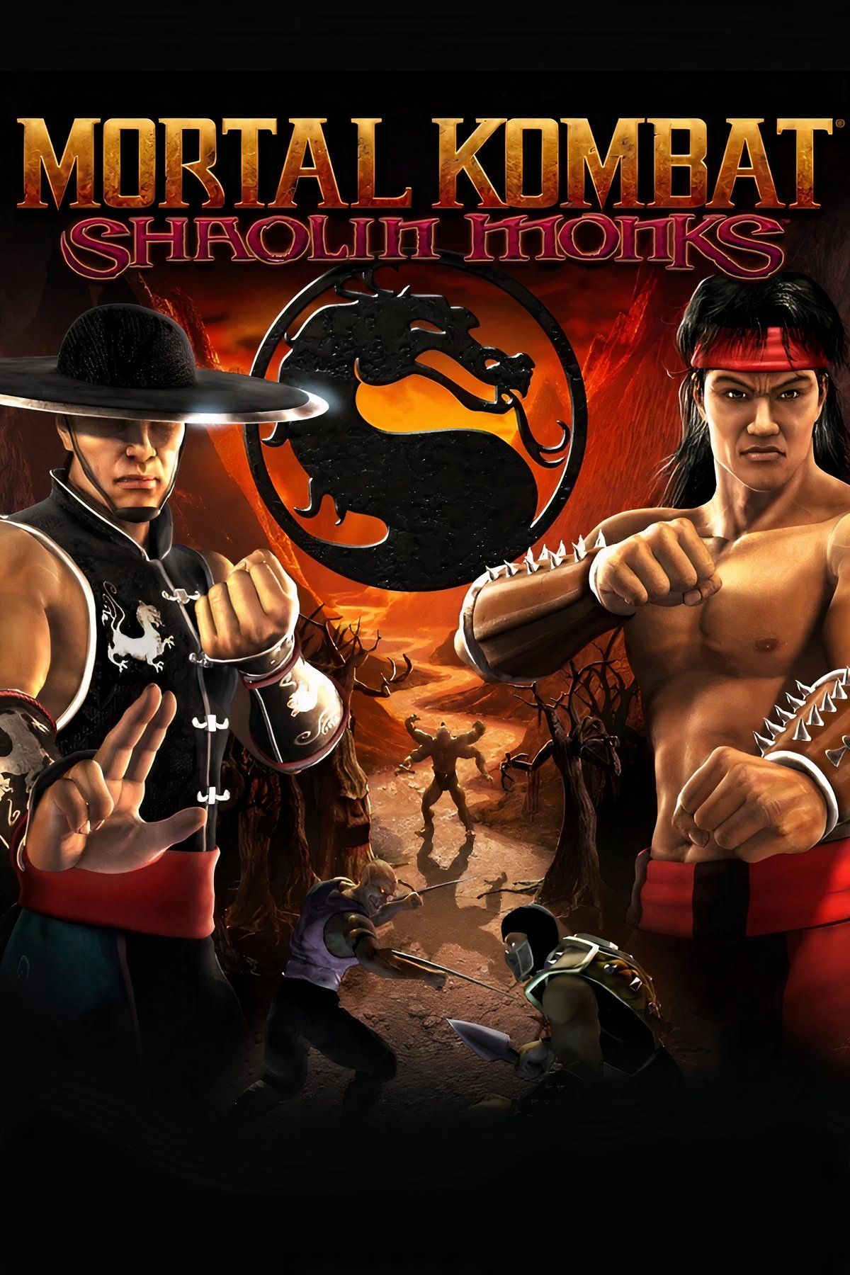 Cena clássica do jogo Mortal Kombat Shaolin Monks