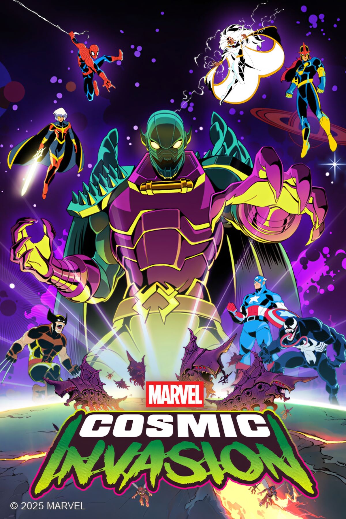 Arte da capa do jogo Marvel Cosmic Invasion.
