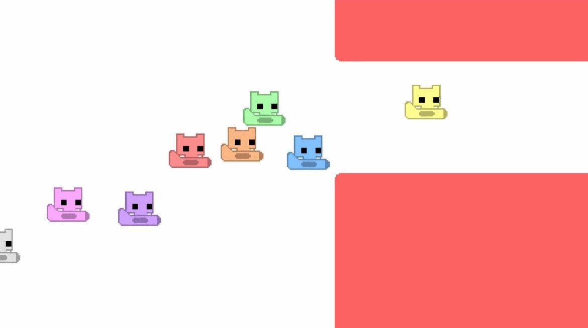 Pico Park: Cena mostrando a interface de jogo com múltiplos jogadores.