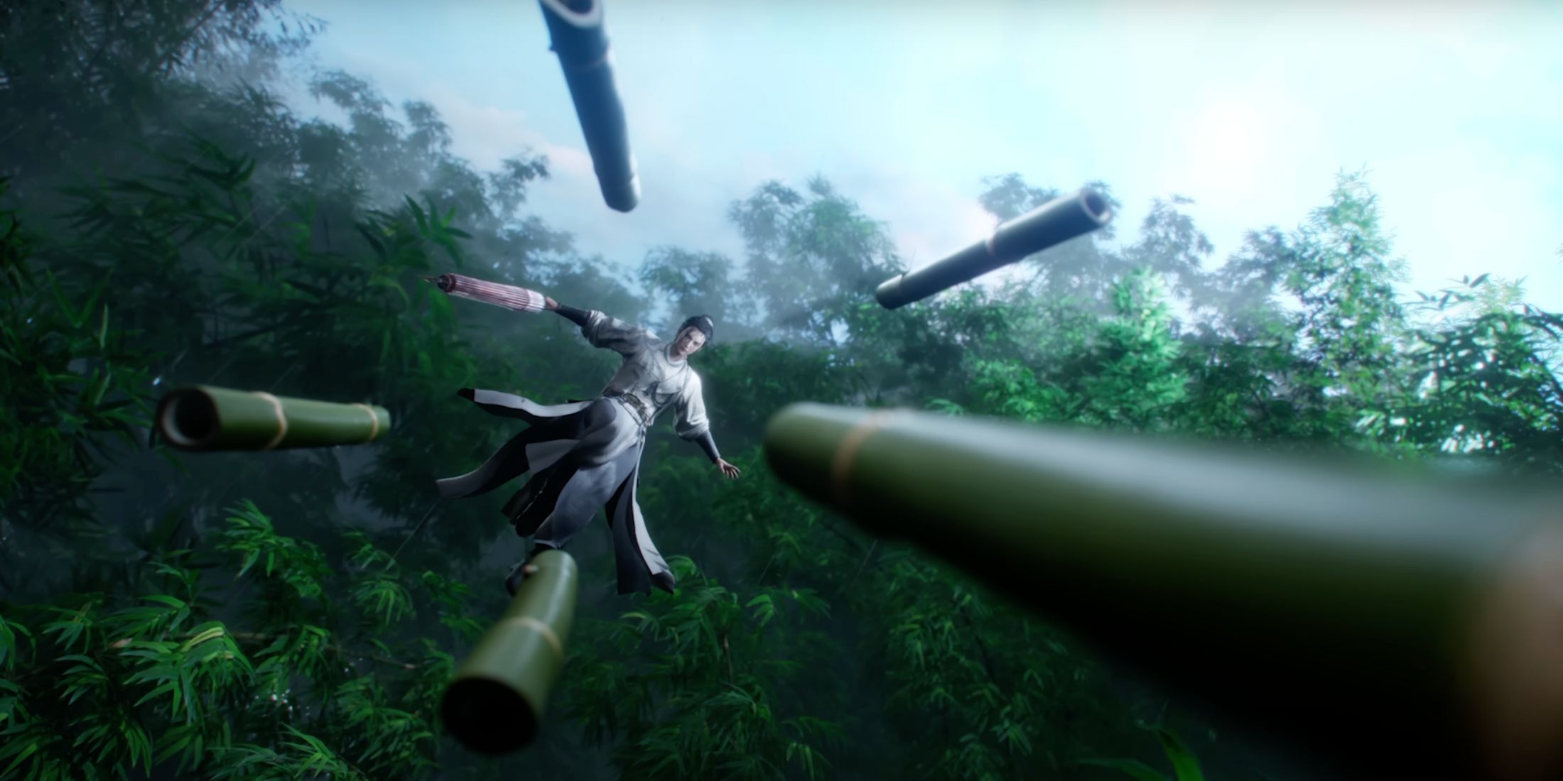 Personagens em combate em Where Winds Meet.