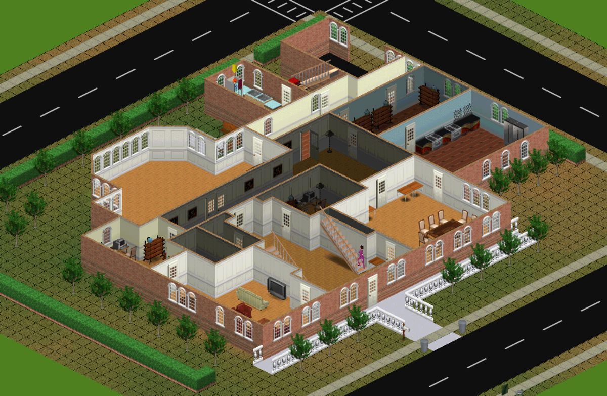 Simulação de casa em uma das primeiras versões de The Sims.