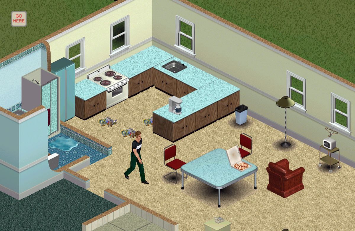Interface de usuário simplificada no protótipo de The Sims de 1999.