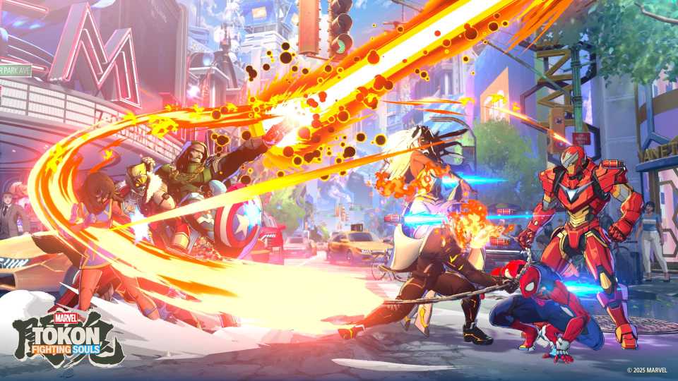 Eight characters fighting each other in Marvel Tokon: Fighting Souls.