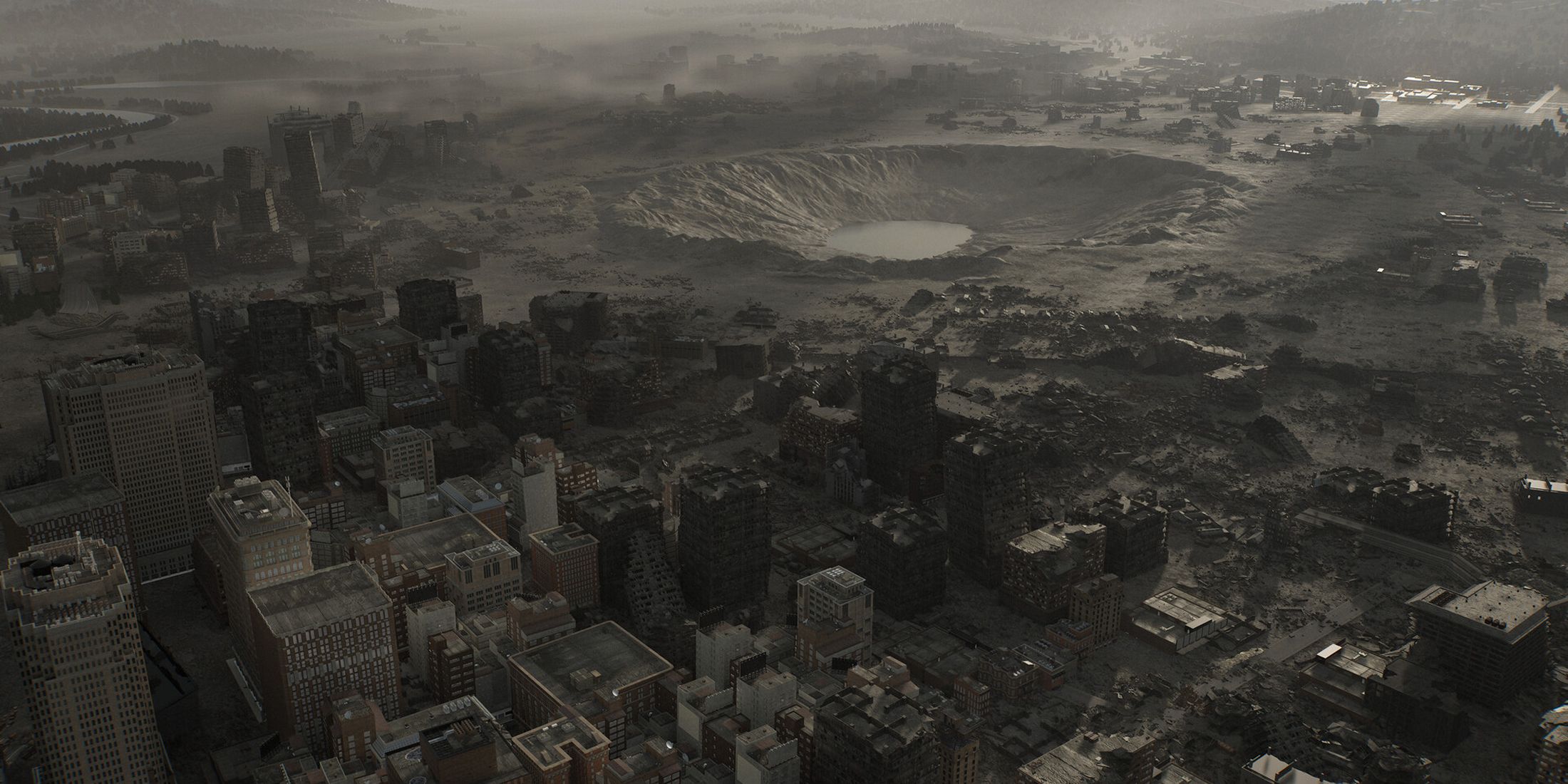 Cratera em Raccoon City em Resident Evil Requiem