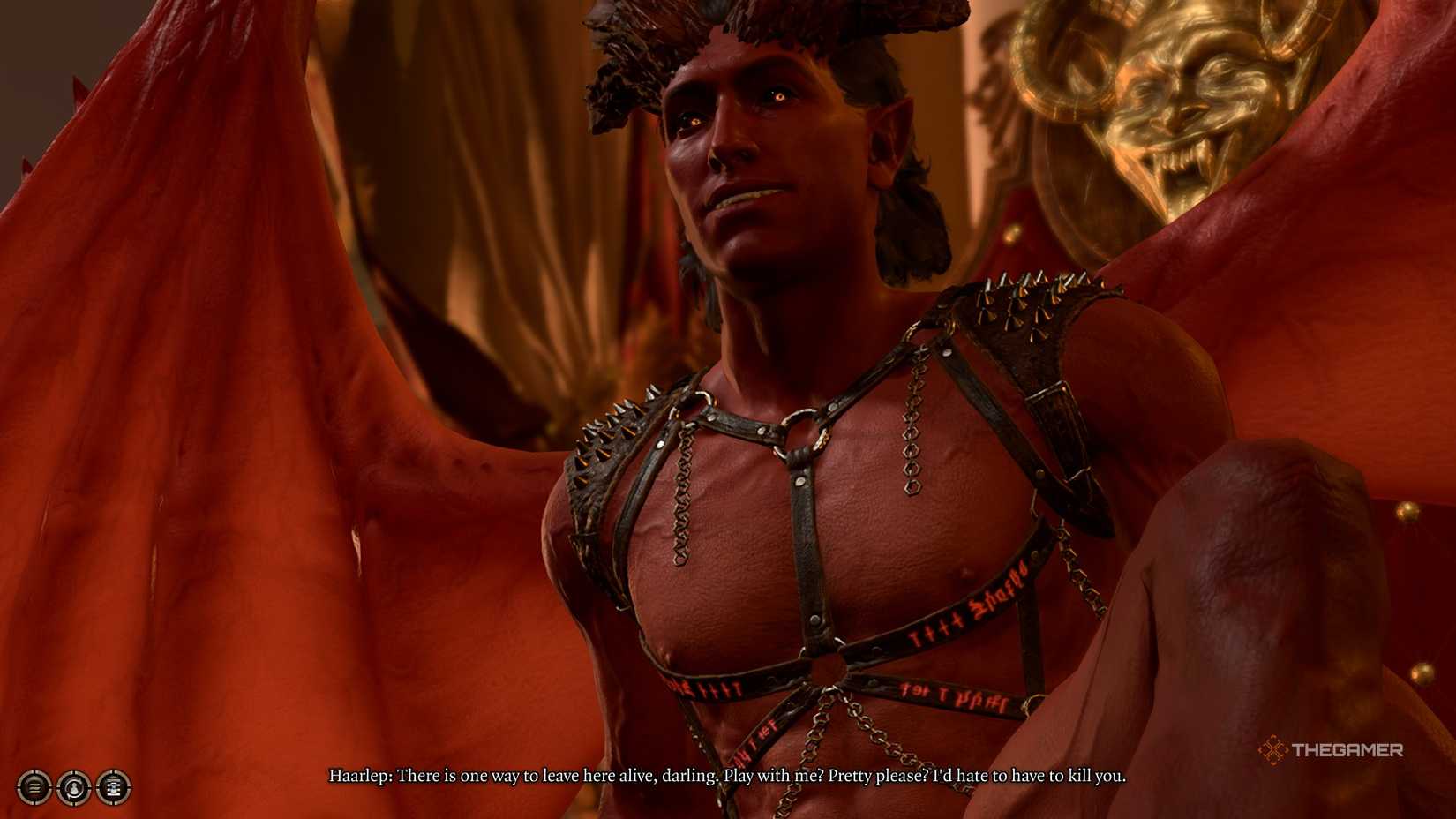 Harleep the incubus asks the player to 'play with him' in the Bourdoir of the House of Hope in Baldur's Gate 3.