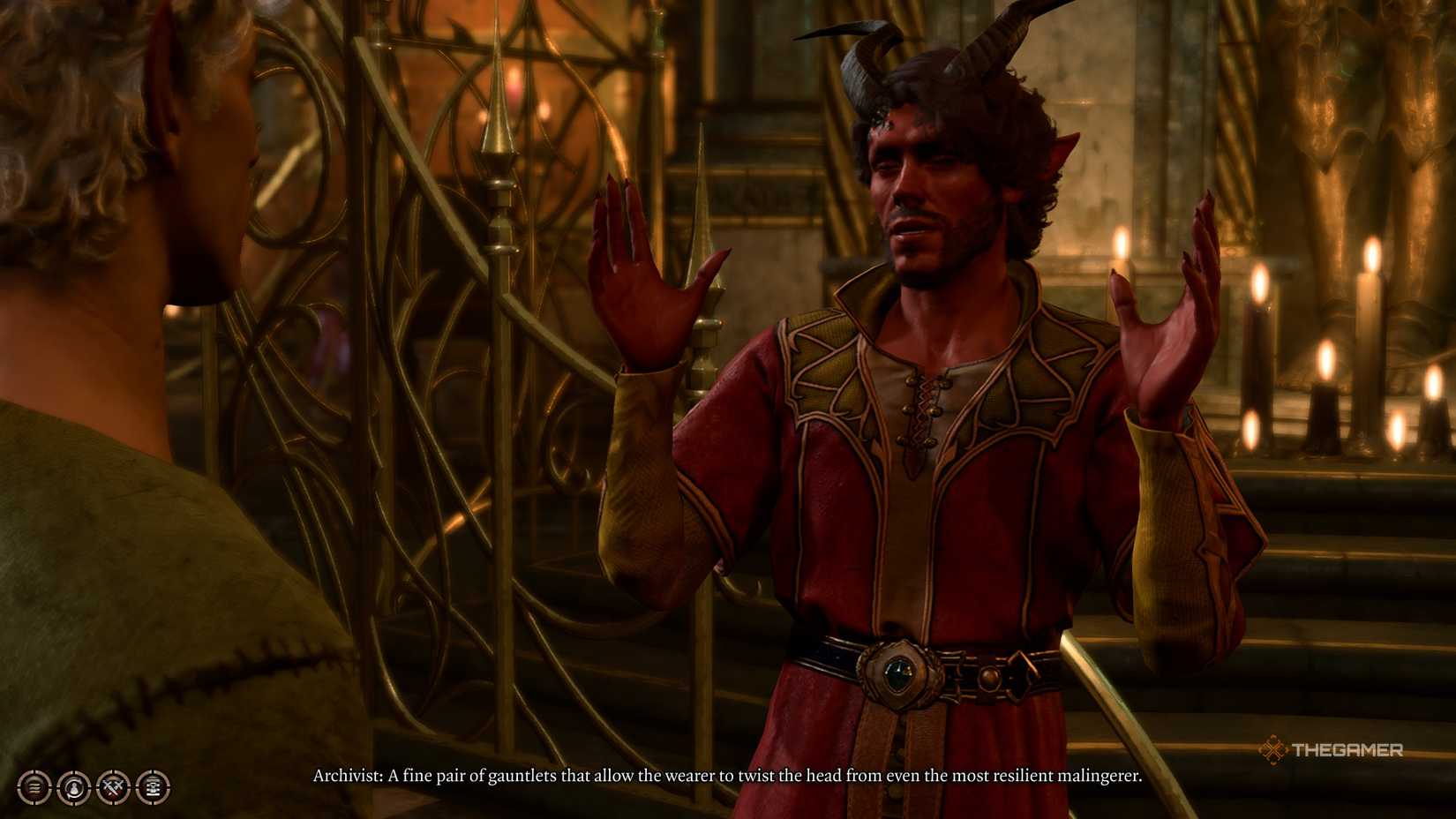 Astarion asks the Archivist about the artefacts inside the House of Hopes Archives in Baldur's Gate 3.