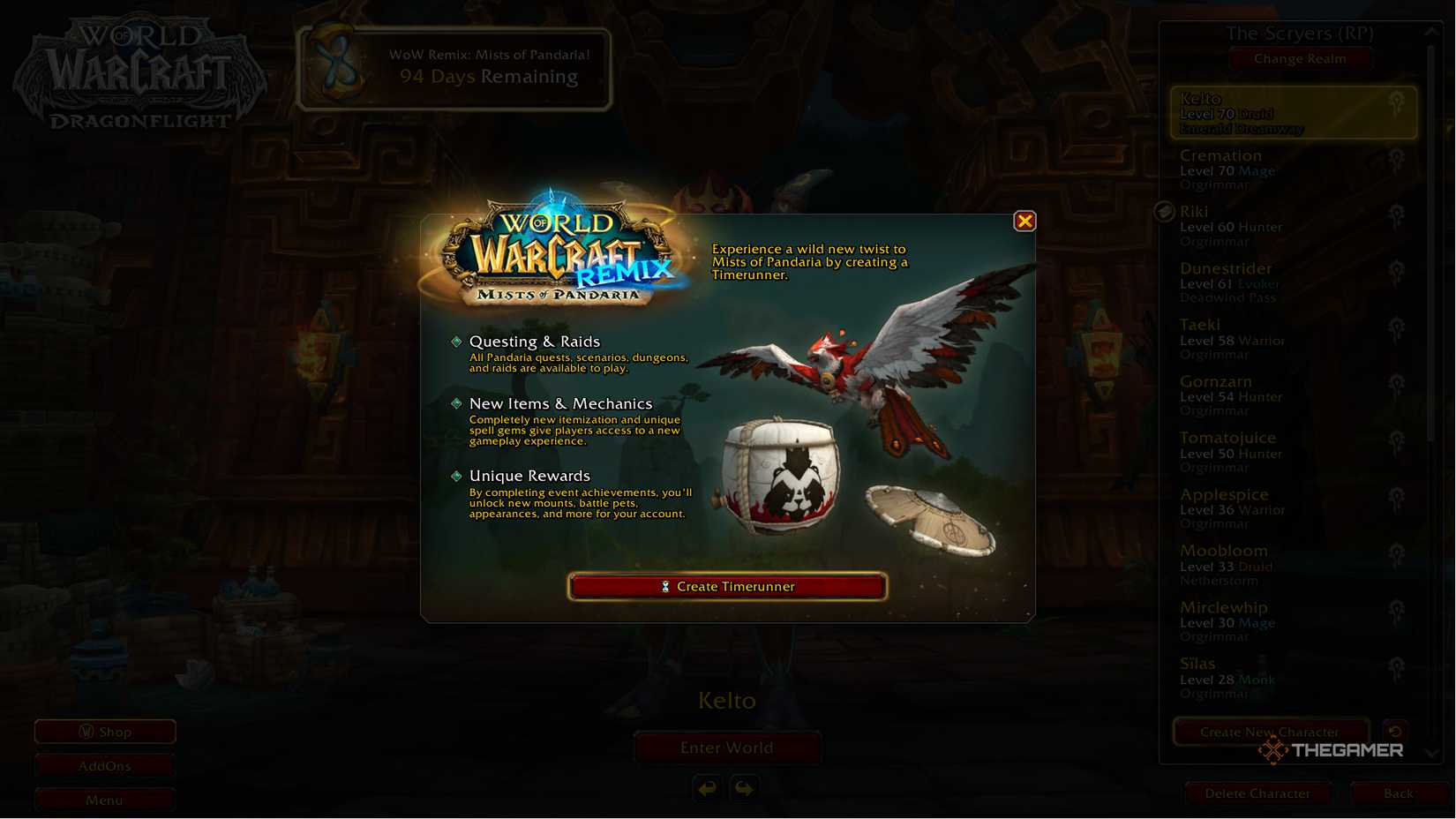 How To Create A Character For The Mists Of Pandaria Remix Event - World ...