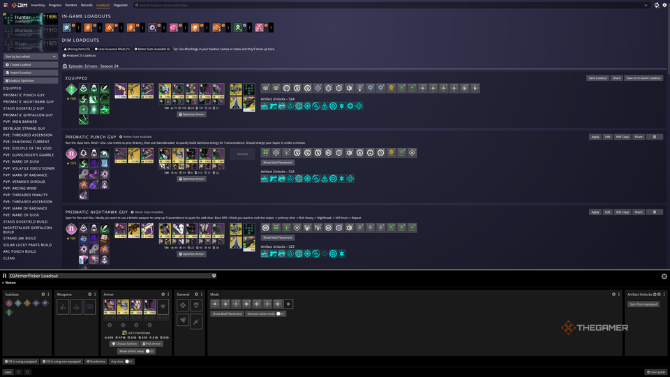 Destiny 2 D2ArmorPicker DIM Loadout