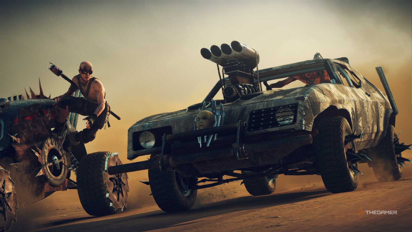 In Mad Max, the enemy tries to jump on Max's car.
