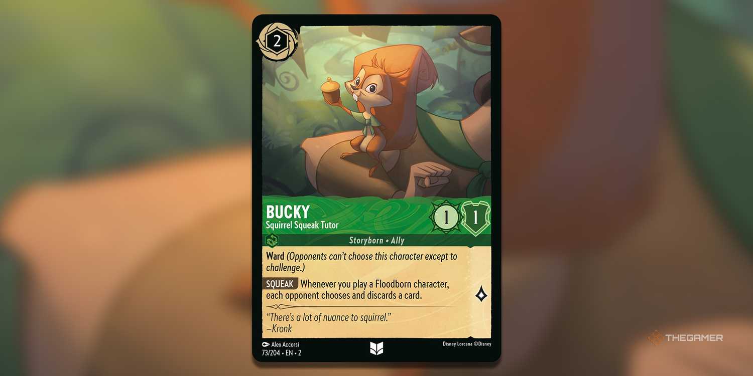 bucky card lorcana - Rise of the Floodborn - - Squirrel Squeak Tutor (Uncommon) Promo Flavor Text Why are Bucky Squirrel Squeak