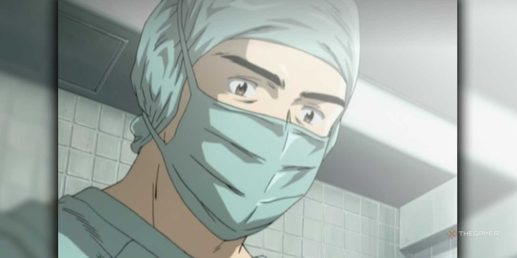 Kenzo Tenma wearing scrubs and mask from Monster.