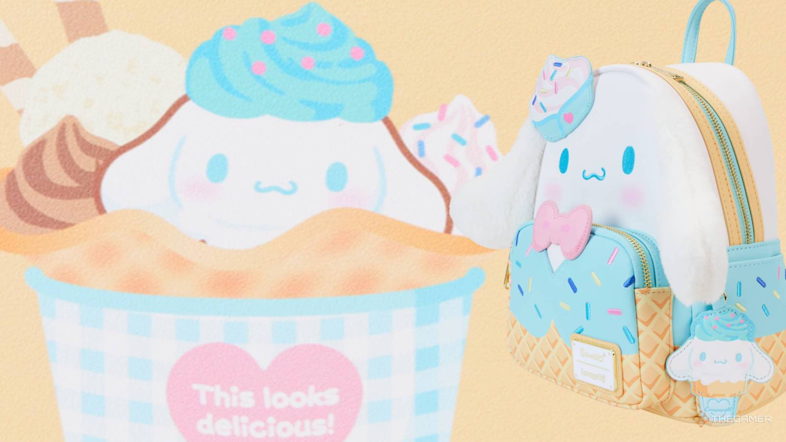 Loungefly X Hello Kitty Sanrio Food Ice Cream Cones Denim Backpack Graphics NEW & RARE* Loungefly SDCC 2024 Sanrio Cinnamoroll Ice Cream  main image 2