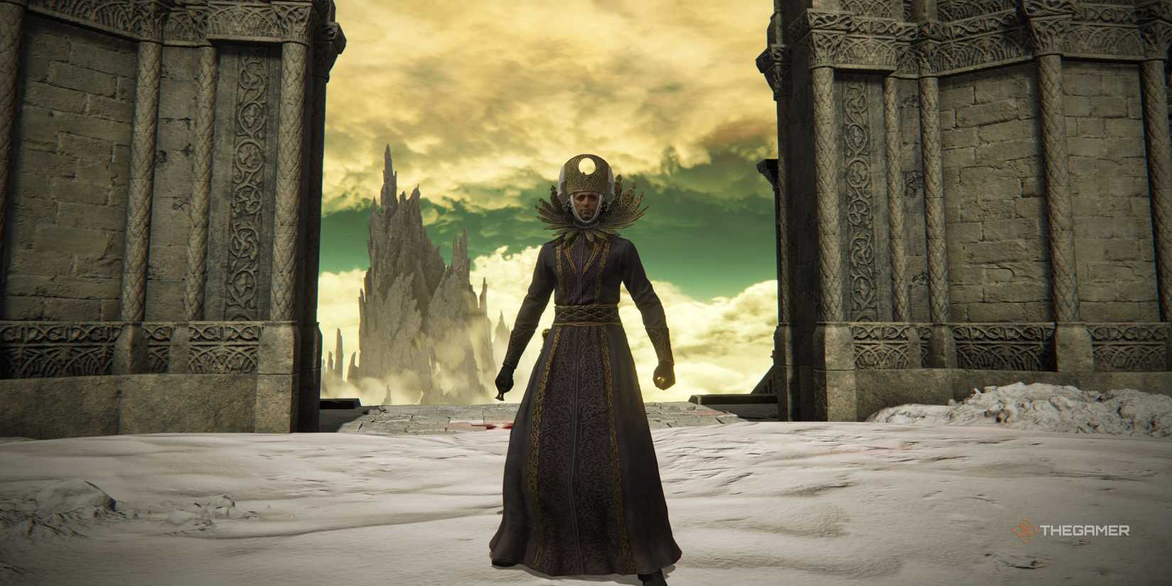 The Tarnished wears a high priest embedded in the Elden Ring: Shadow of the Erdtree.