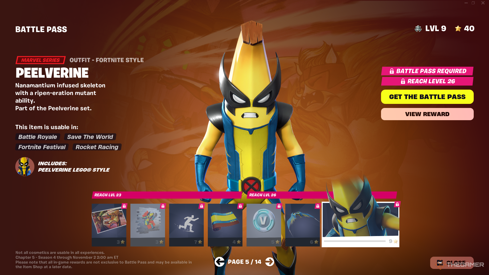 تصویری از صفحه ای از بازی Fortnite: Chapter 5 Season 4 Battle Pass.