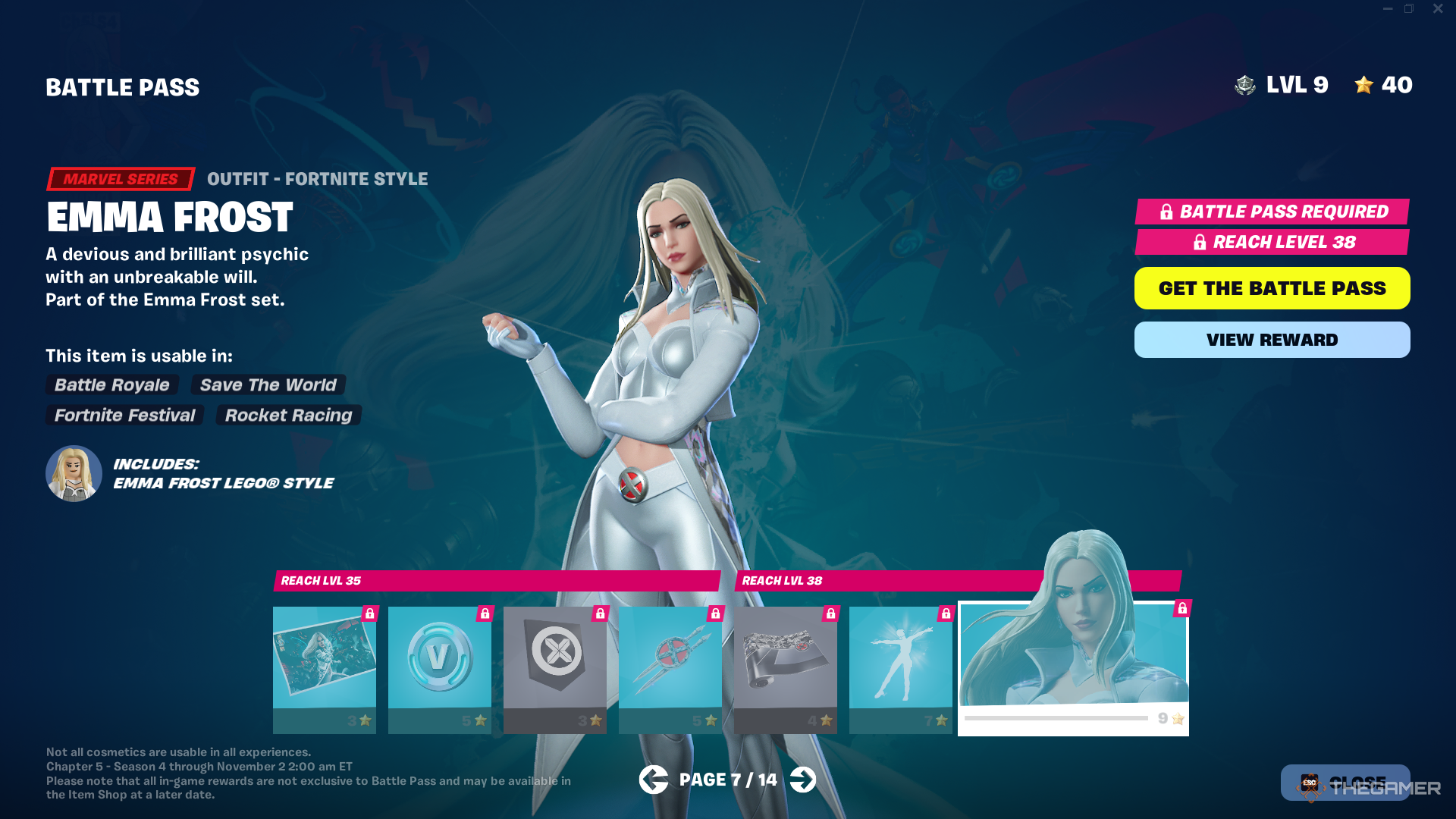 تصویری از صفحه ای از بازی Fortnite: Chapter 5 Season 4 Battle Pass.