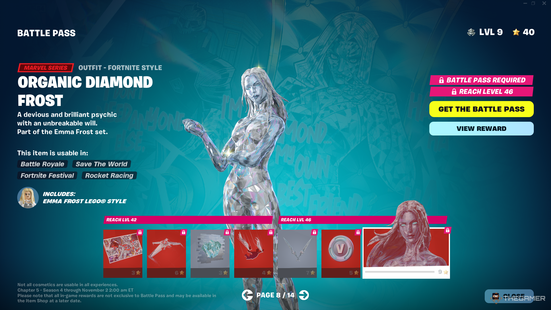 تصویری از صفحه ای از بازی Fortnite: Chapter 5 Season 4 Battle Pass.