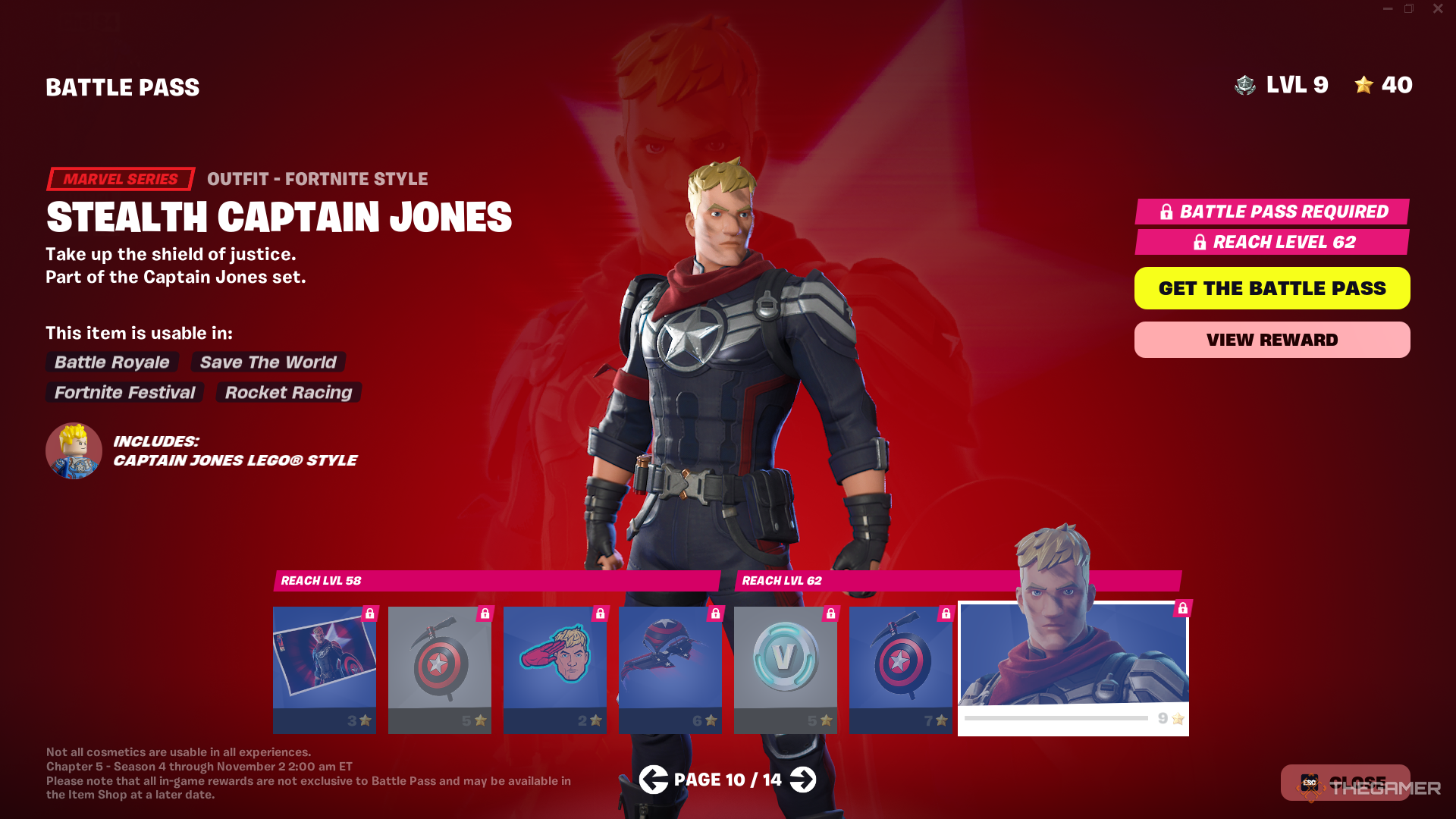 تصویری از صفحه ای از بازی Fortnite: Chapter 5 Season 4 Battle Pass.