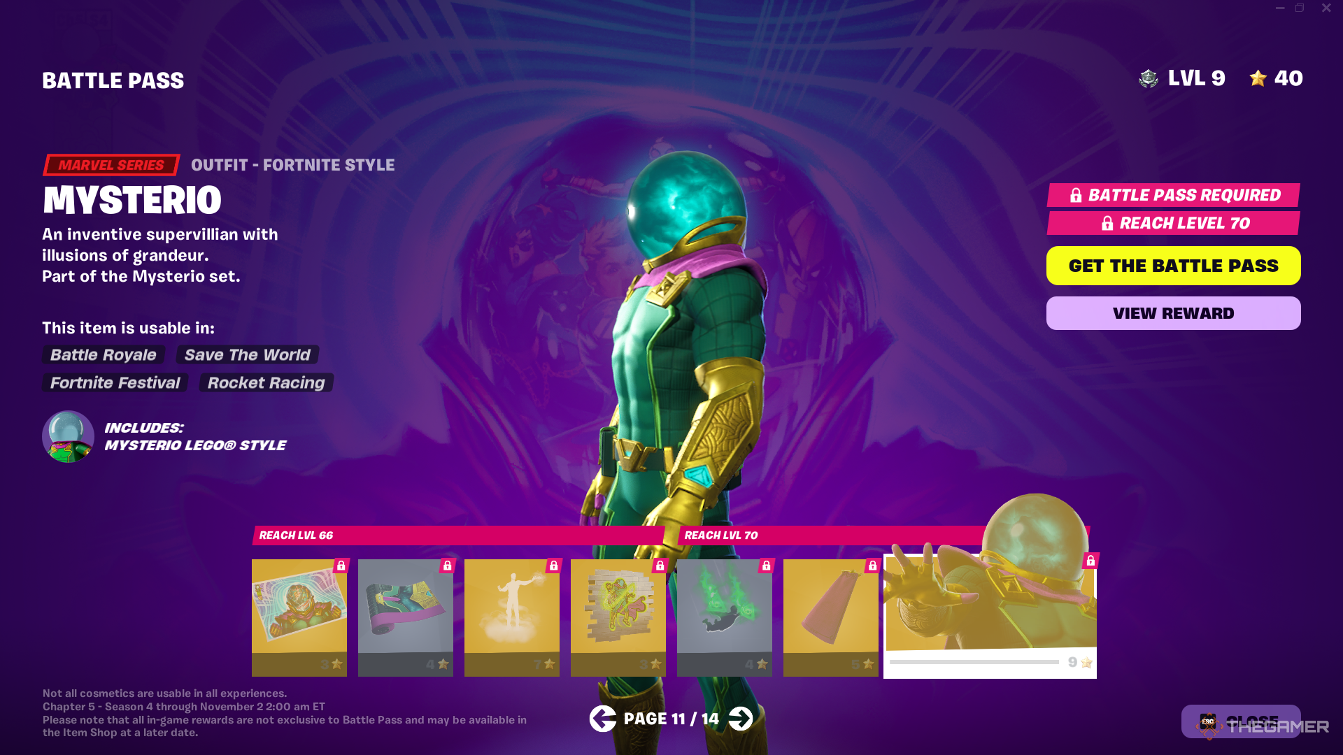 تصویری از صفحه ای از بازی Fortnite: Chapter 5 Season 4 Battle Pass.