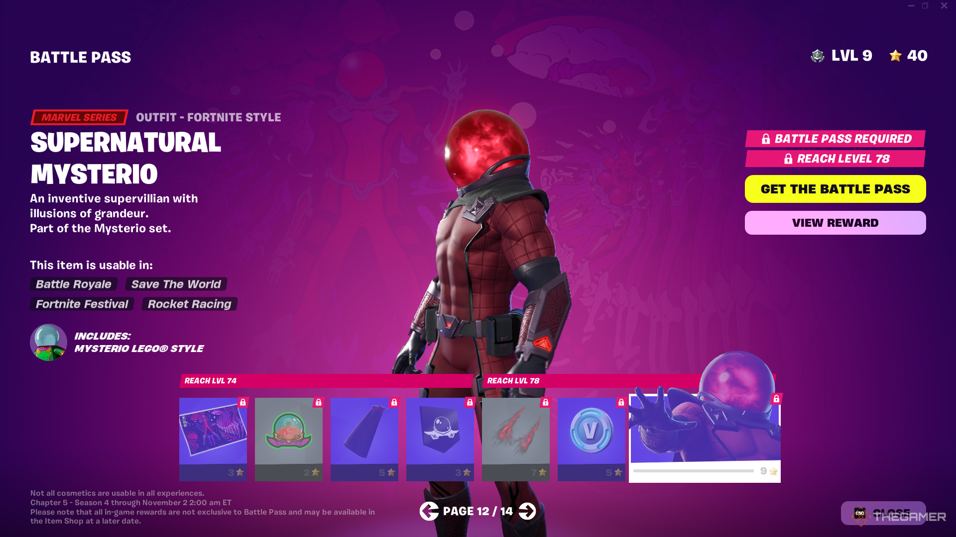 تصویری از صفحه ای از بازی Fortnite: Chapter 5 Season 4 Battle Pass.