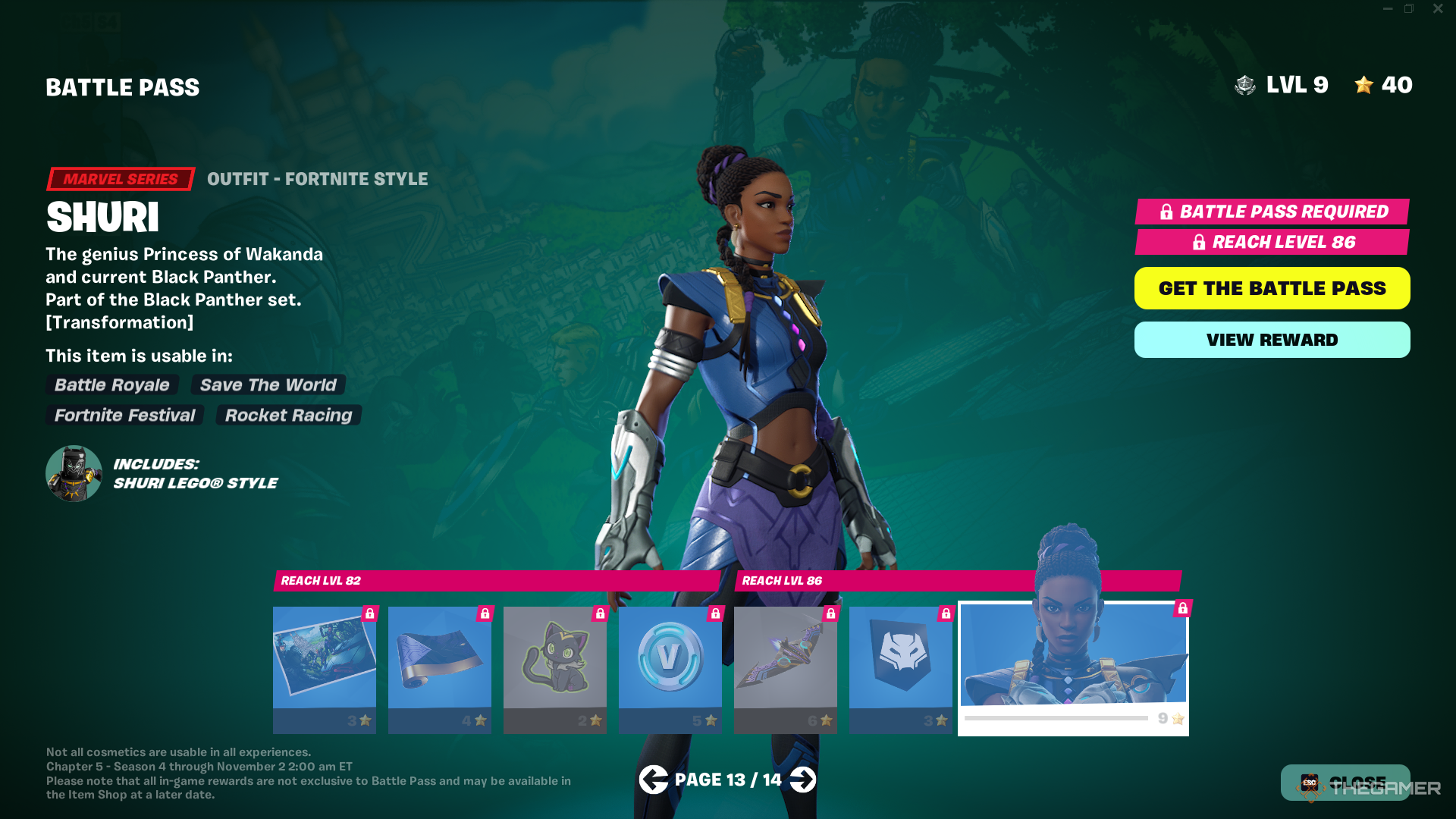 تصویری از صفحه ای از بازی Fortnite: Chapter 5 Season 4 Battle Pass.