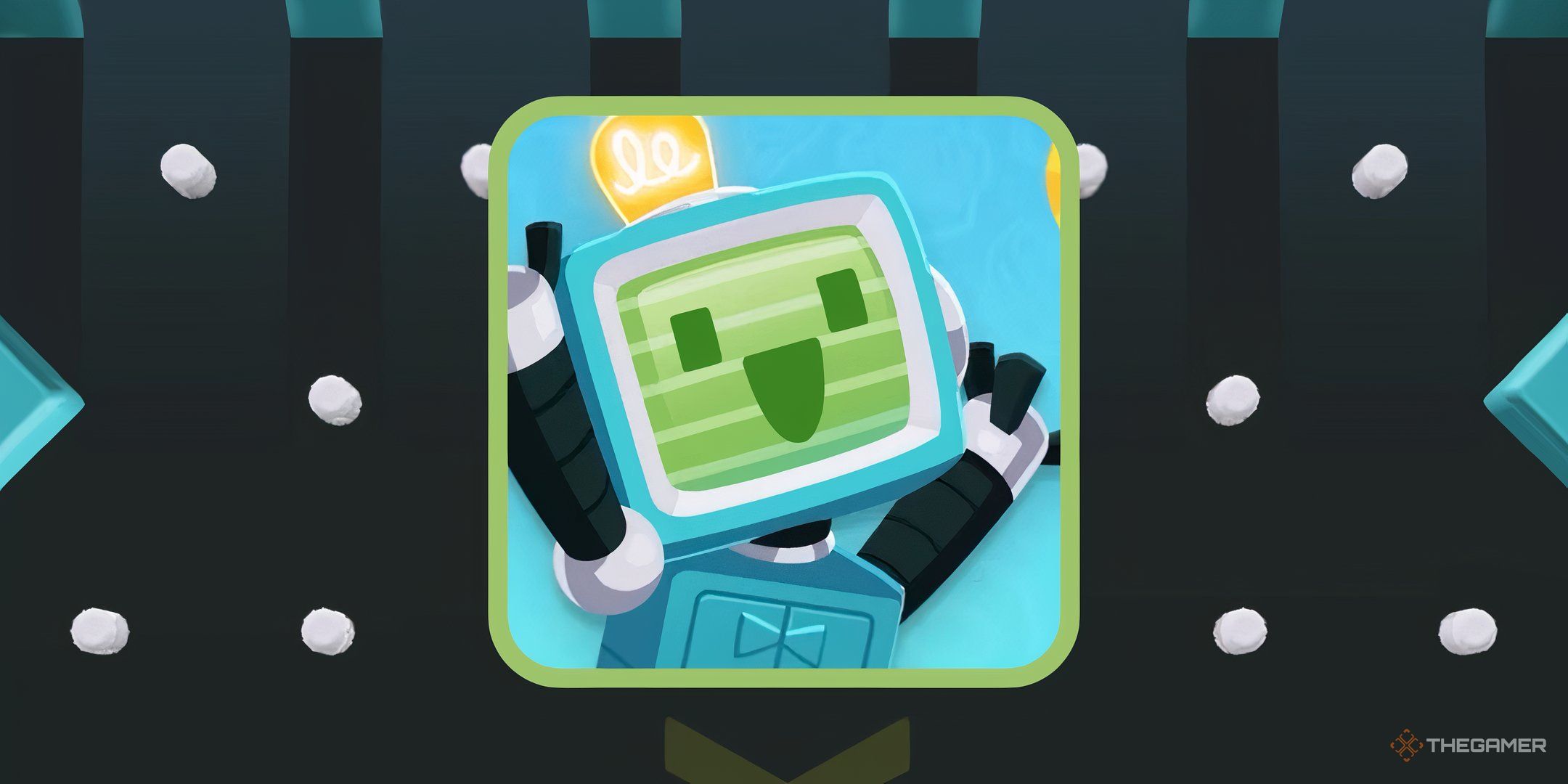 Peg-E, la mascotte robot de Monopoly GO! devant sa machine Plinko
