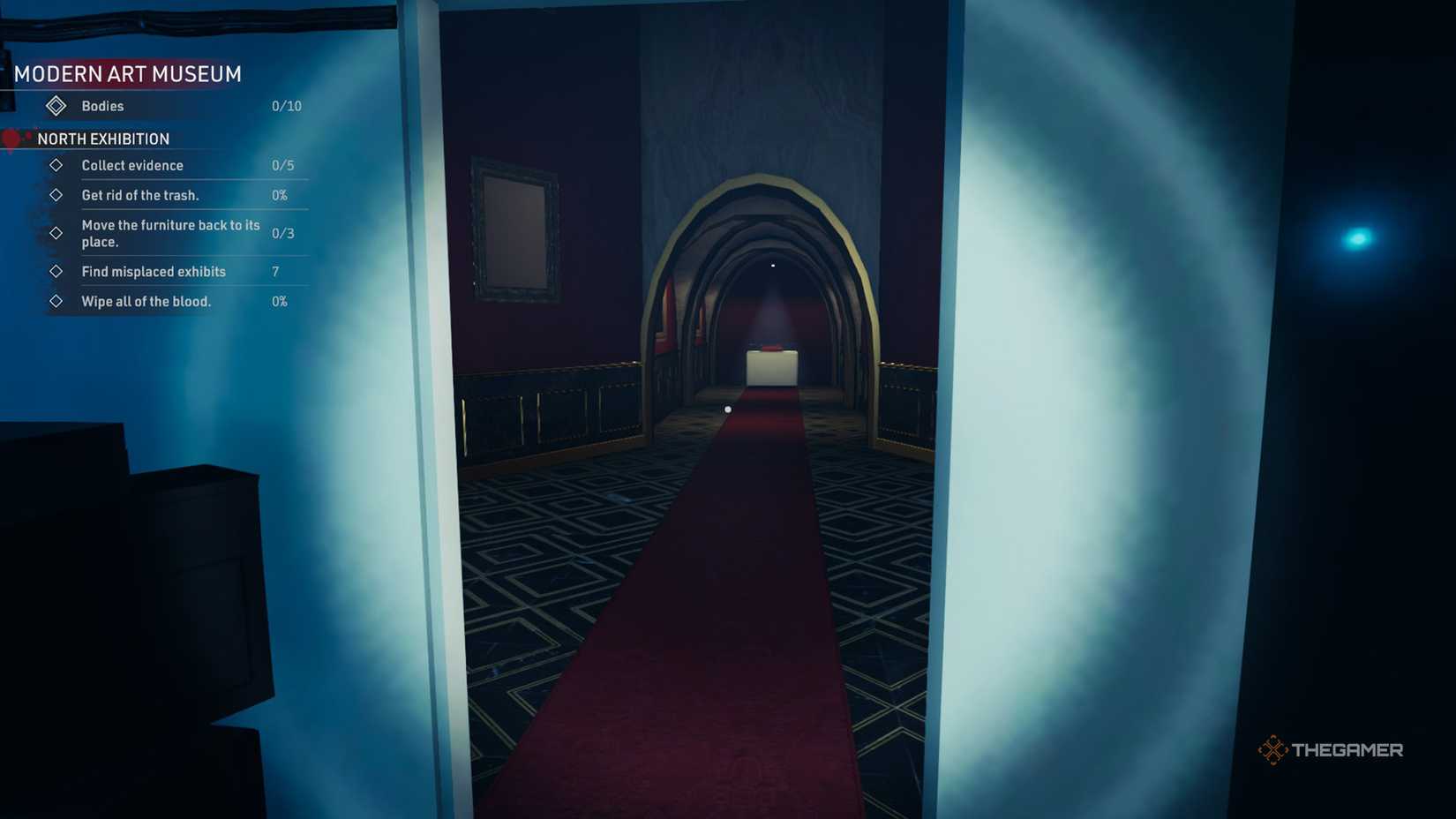 Kovalsky finds the secret compartment inside the museum in Crime Scene Cleaner.