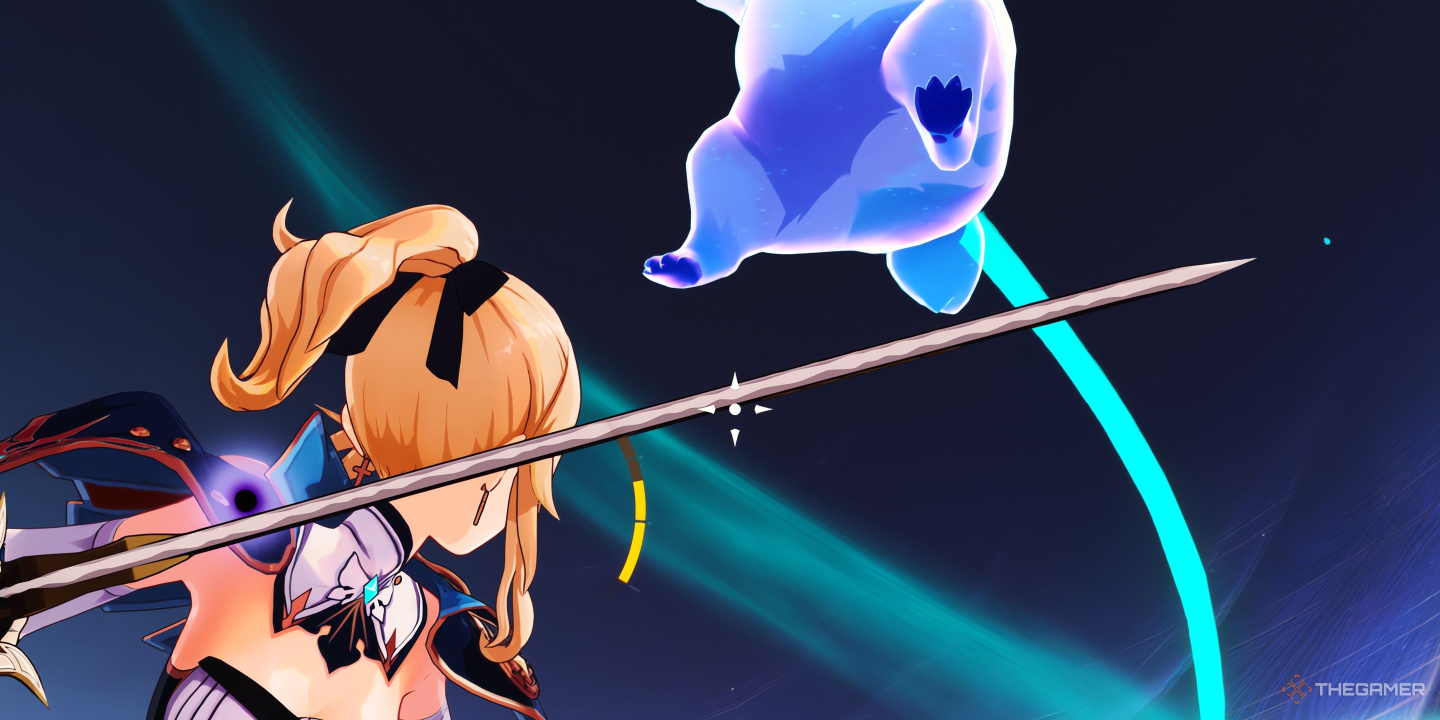 Jean using her elemental skill against He Never Dies in Genshin Impact. 