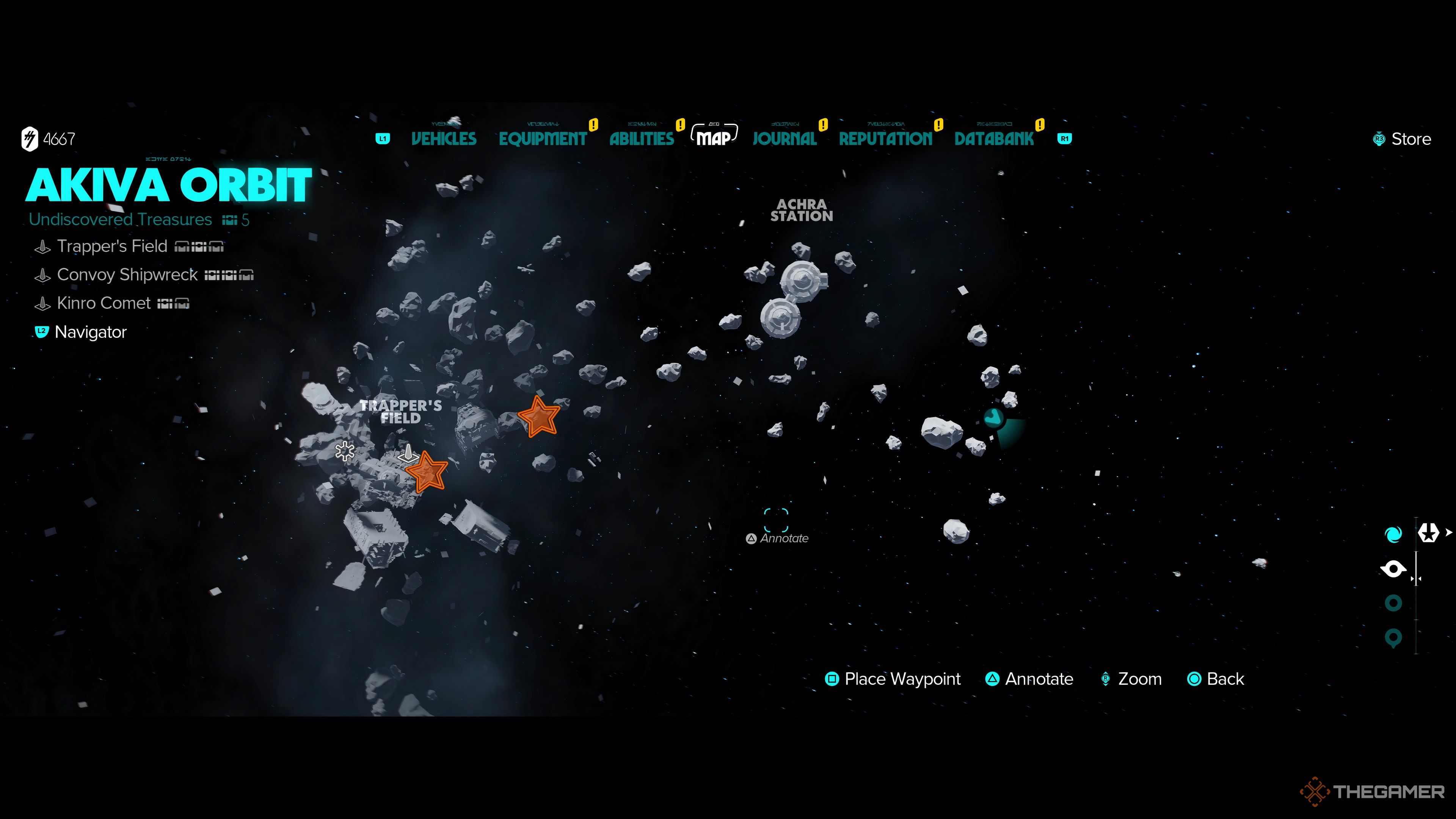 Locations Of Encrypted Transmissions In Upper Portion Of Akiva Orbit In Star Wars Outlaws.