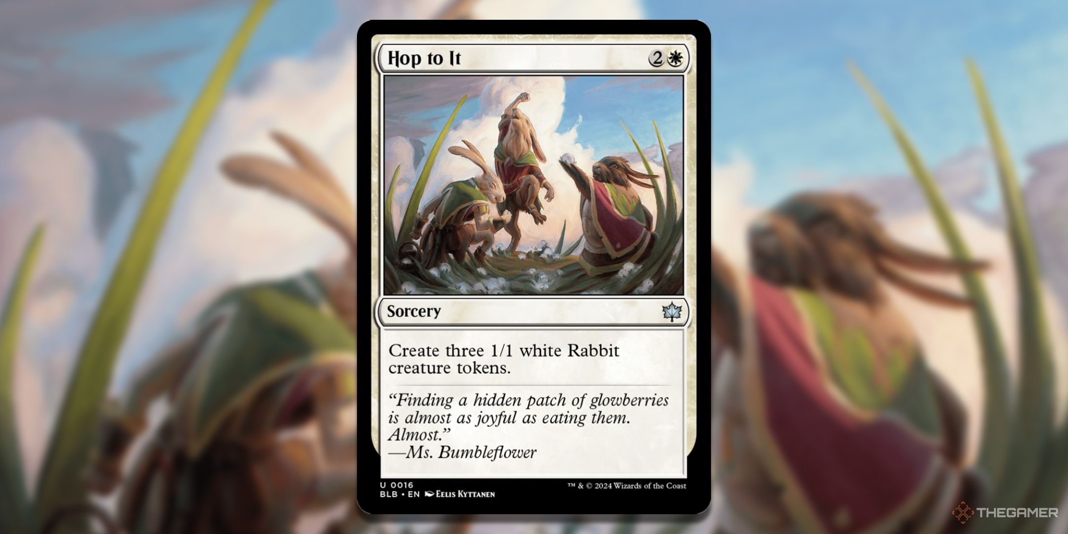 MTG Hop to It card with background art.