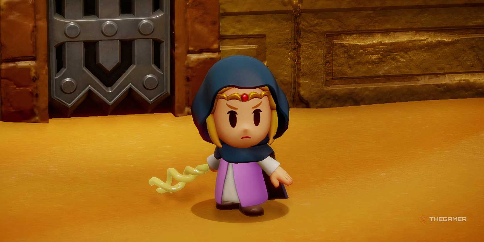 Zelda preparing for battle in Gerudo Sanctum.