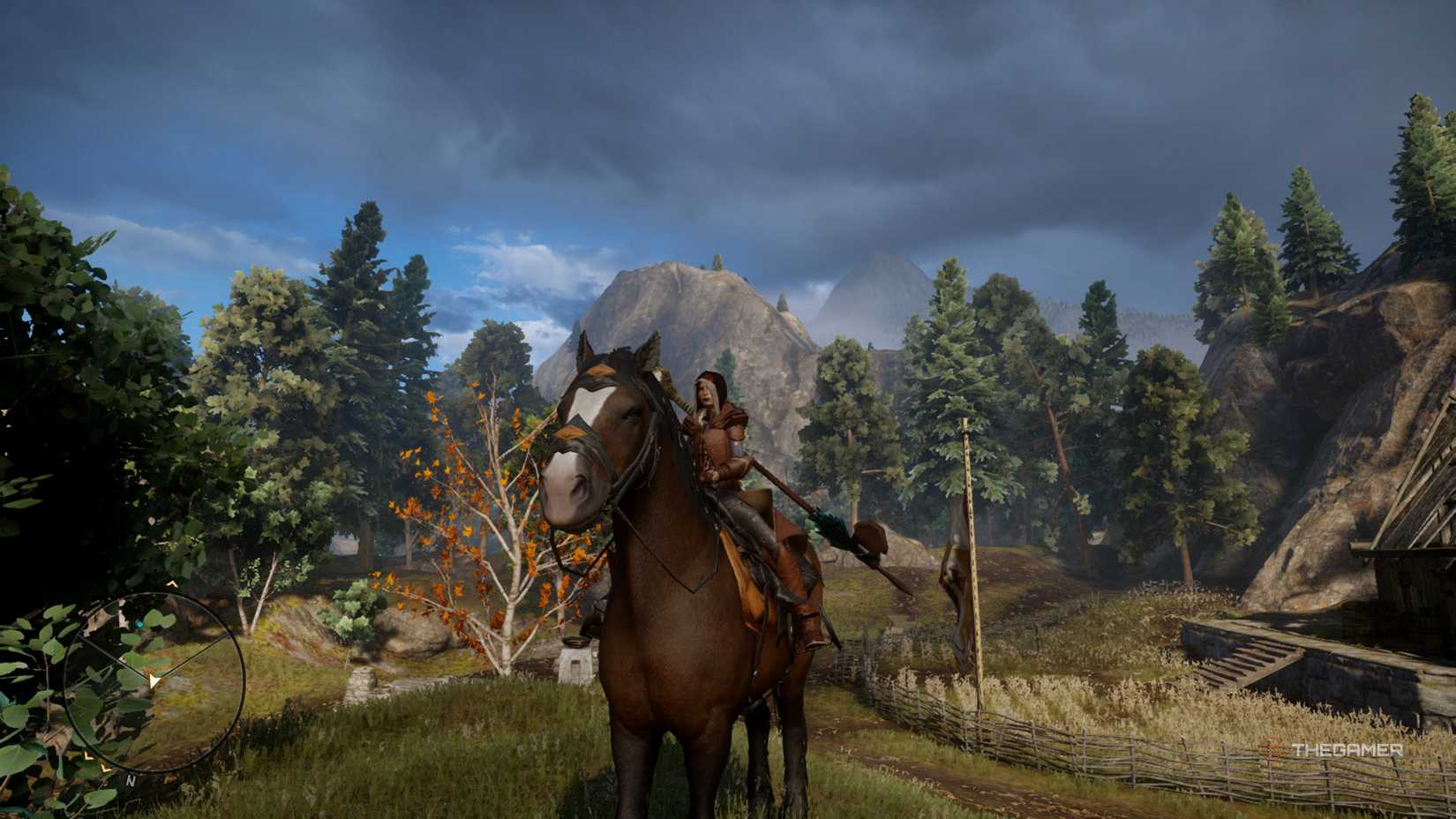 Screenshot of Dragon Age Inquisition Inquisitor on horseback.