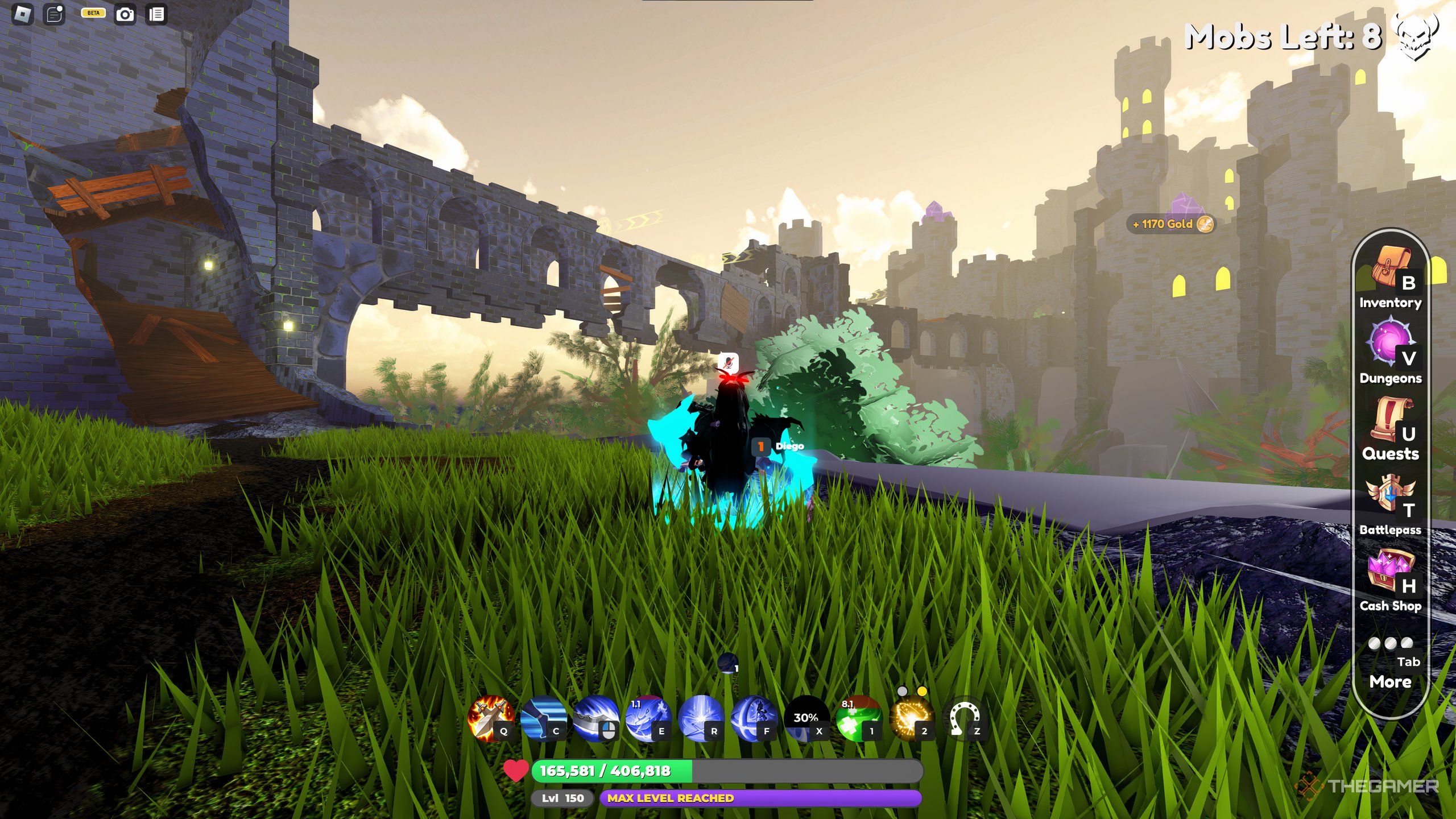 Tower AutoFarm Roblox script showing auto dungeon in action