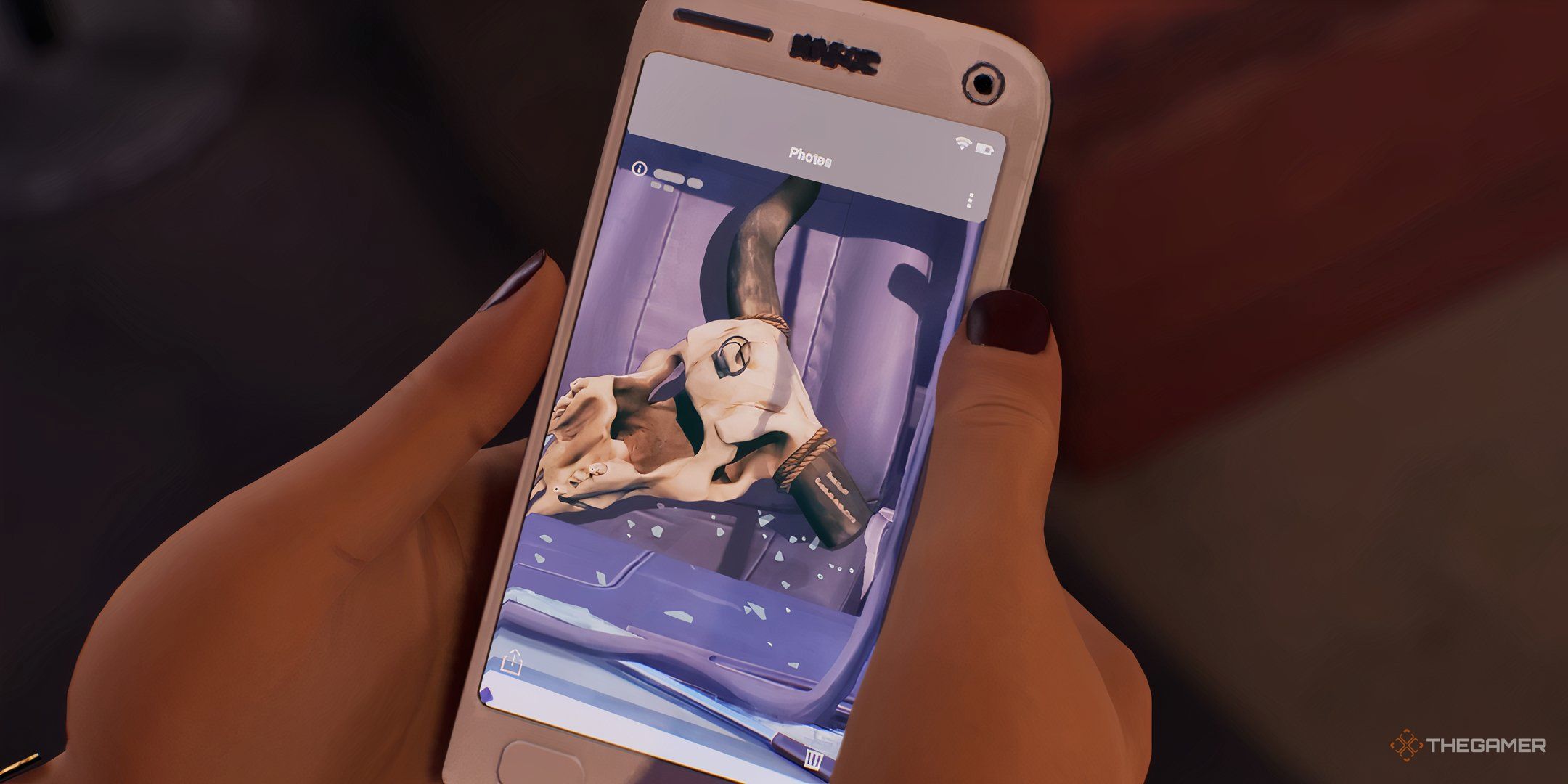 In life the photo of Safis phone with cow skull and broken window is strange_double exposure.