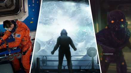 A collage showing An Astronaut From Observation, A Character In A Spacesuit Staring At A Planet In Pollen, And A Scary Enemy From Dispatcher.