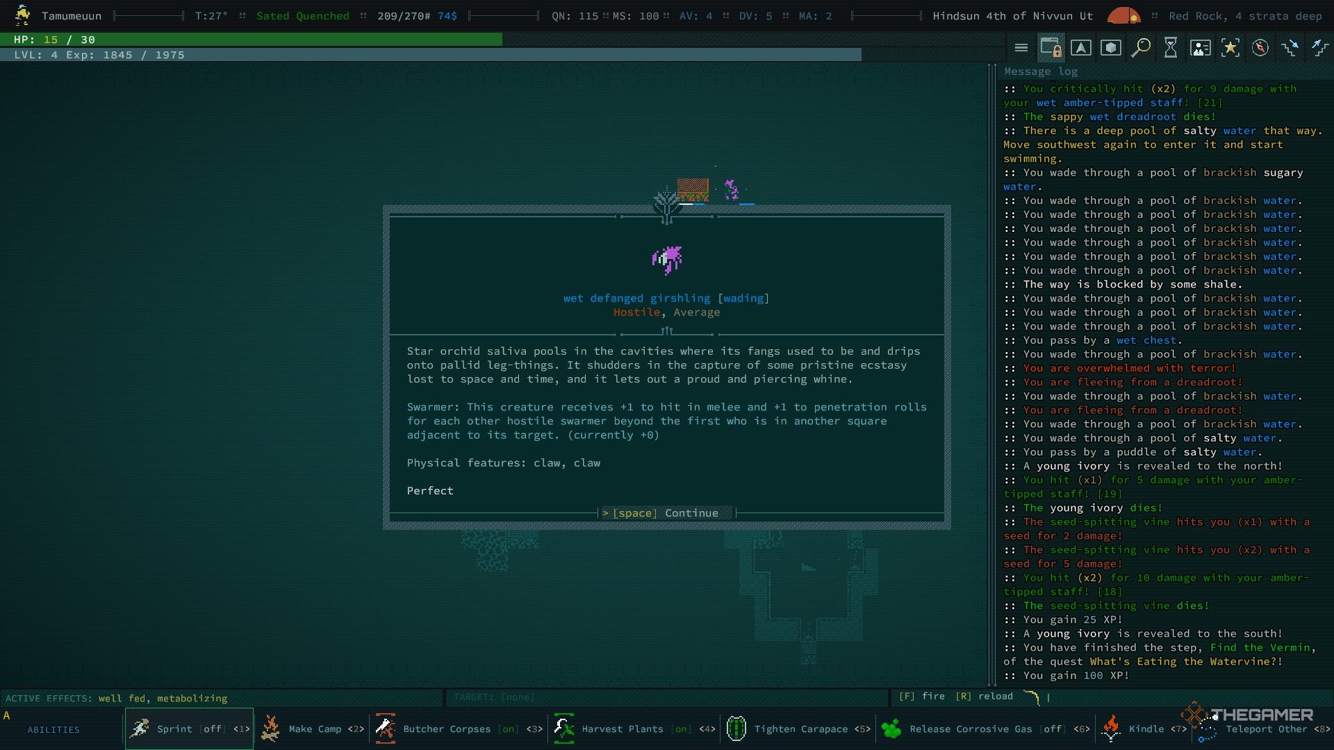 How To Complete What's Eating The Watervine In Caves Of Qud