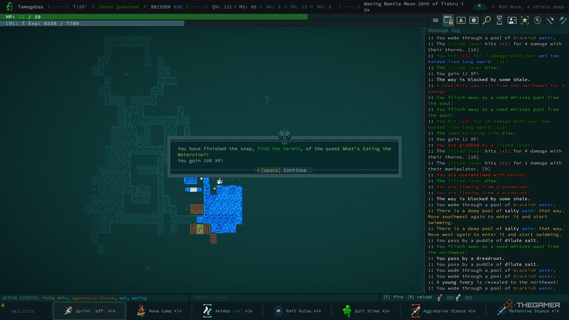 How To Complete What's Eating The Watervine In Caves Of Qud