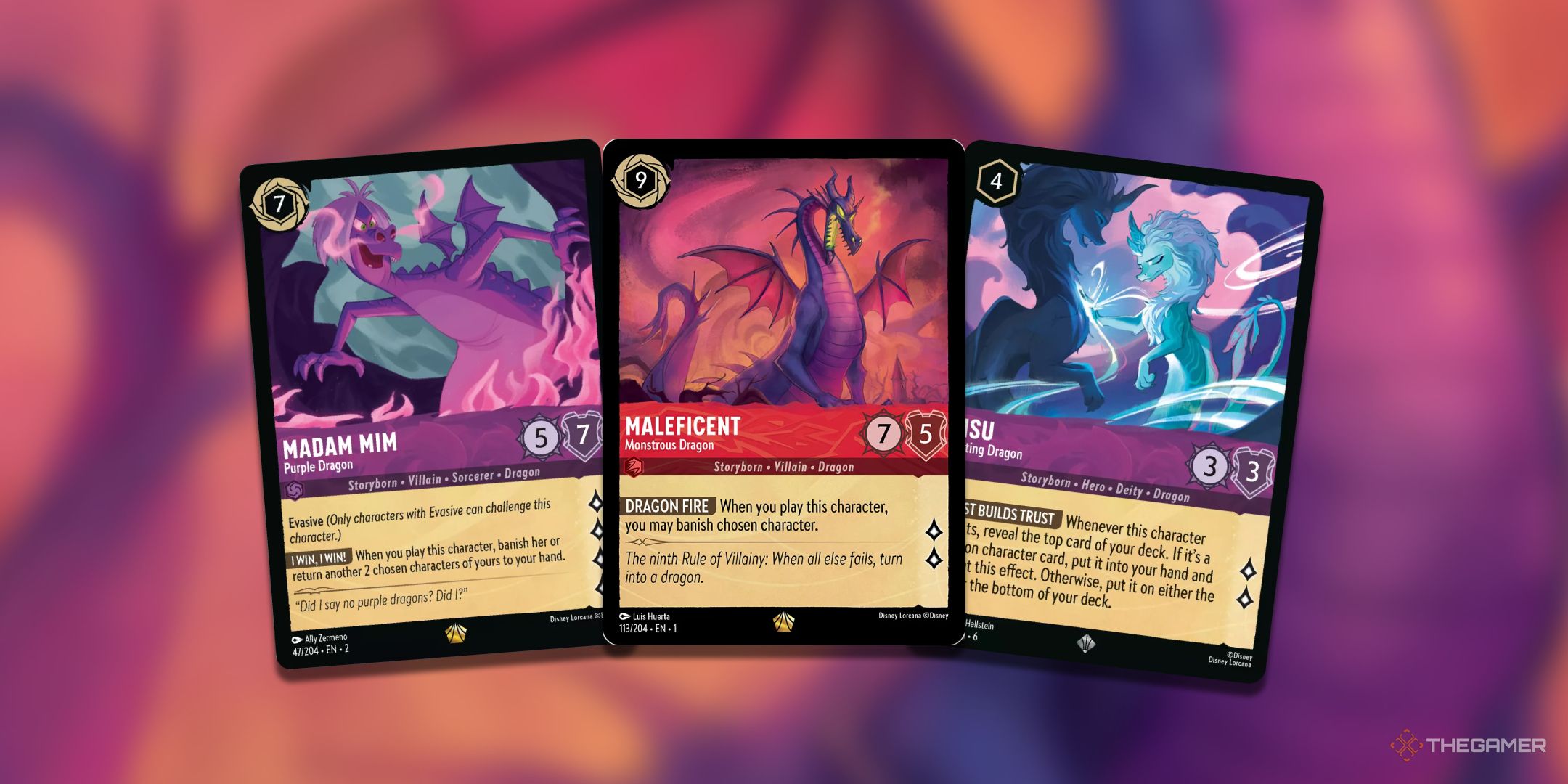 madam mim lorcana card 2023 Floodborn 'Madam Purple Dragon/Madame Mime En Dragon'  Patagium Games [Sneaky Move] At the start of your turn Madam Mim Purple Dragon (Alt