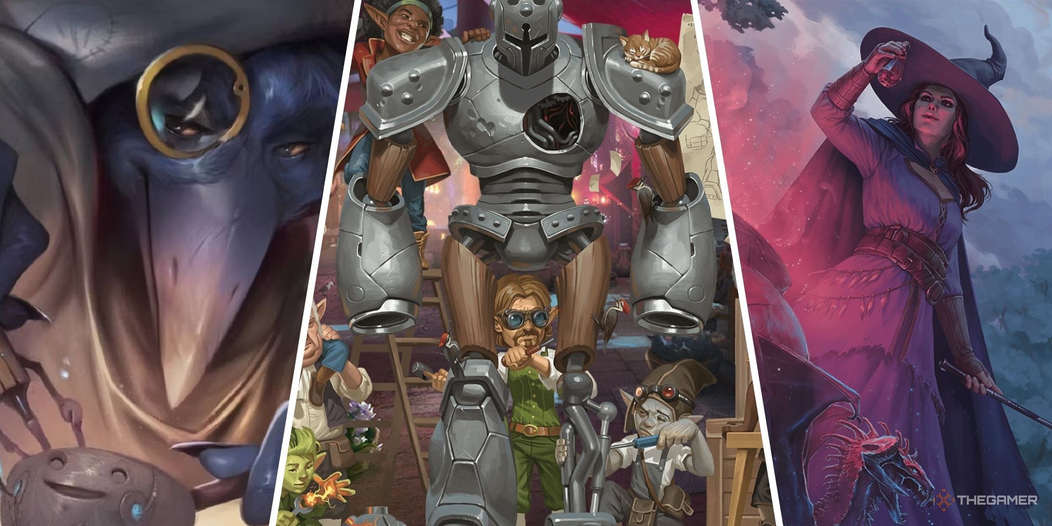 Dungeons & Dragons image showing a kenku, many gnomes and Tasha.