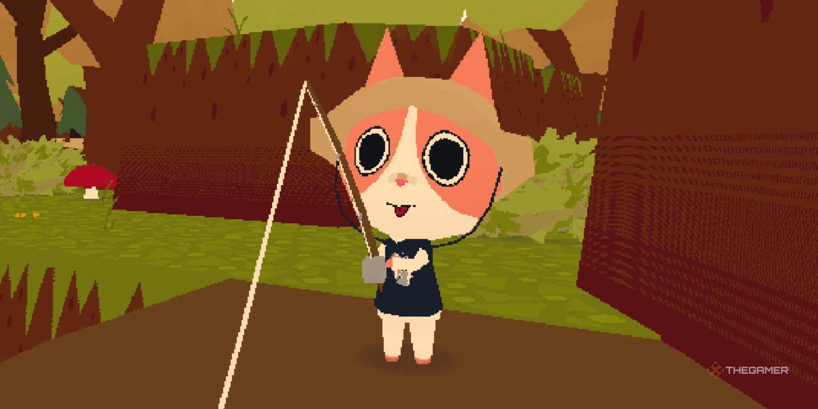 A cat fishing through web fishing.