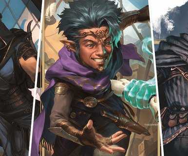 Three different rogue subclasses in a split image with one another from Dungeons & Dragons in a collage.
