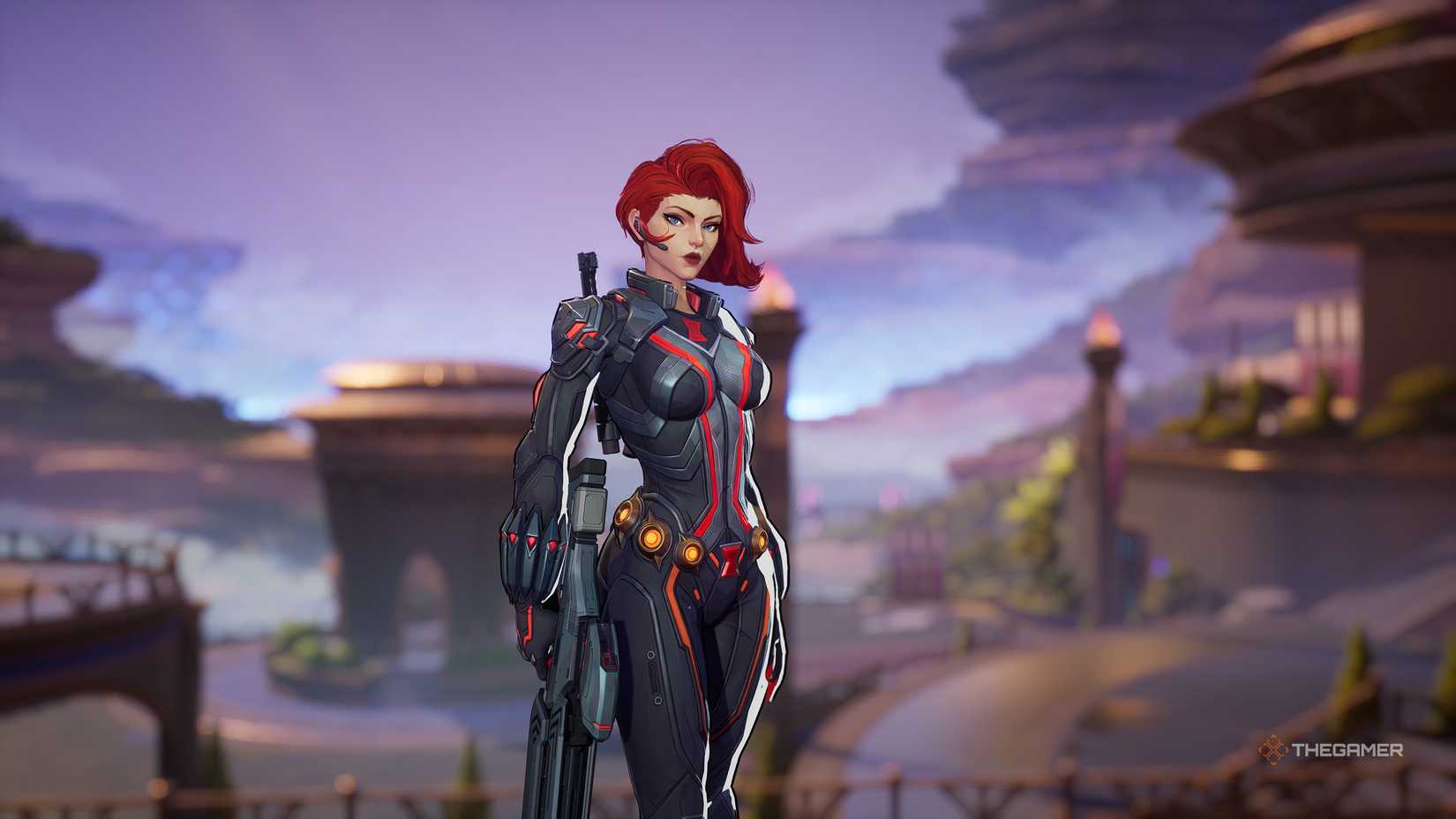 The character selection screen for Black Widow in Marvel Rivals.