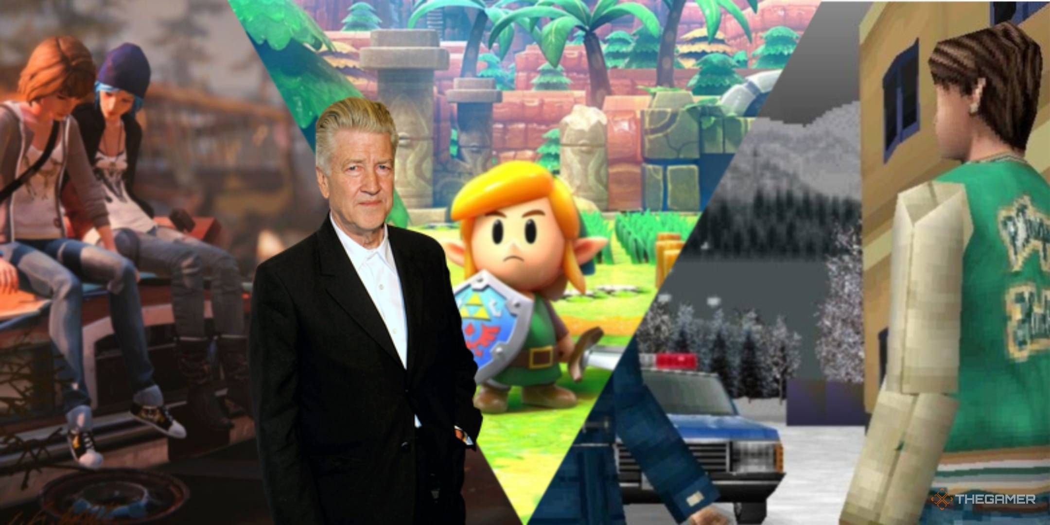 a render of david lynch alongside image sof multiple games.