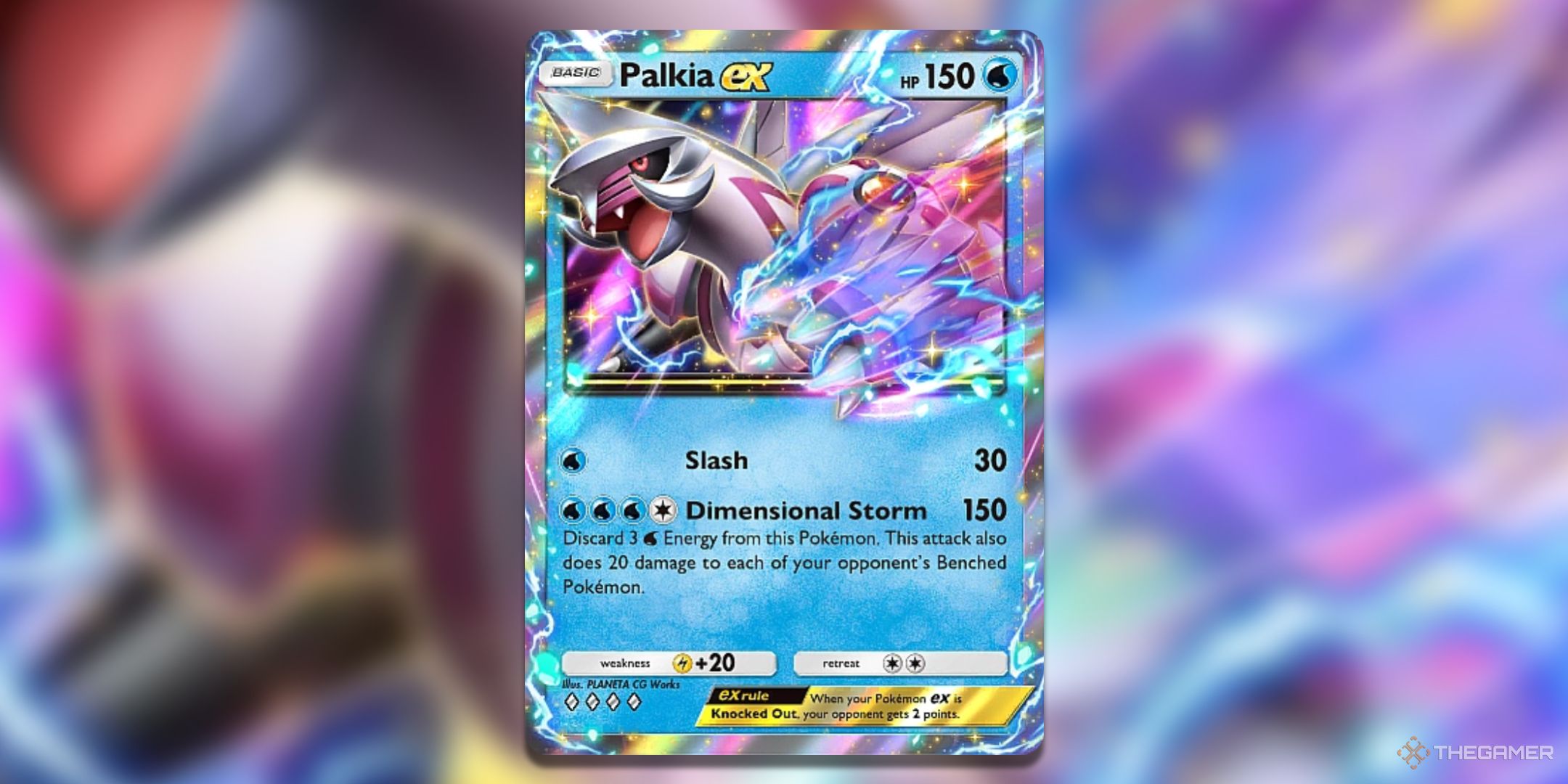 Palkia ex Pokemon TCG Pocket Space Time Smackdown Card Art.