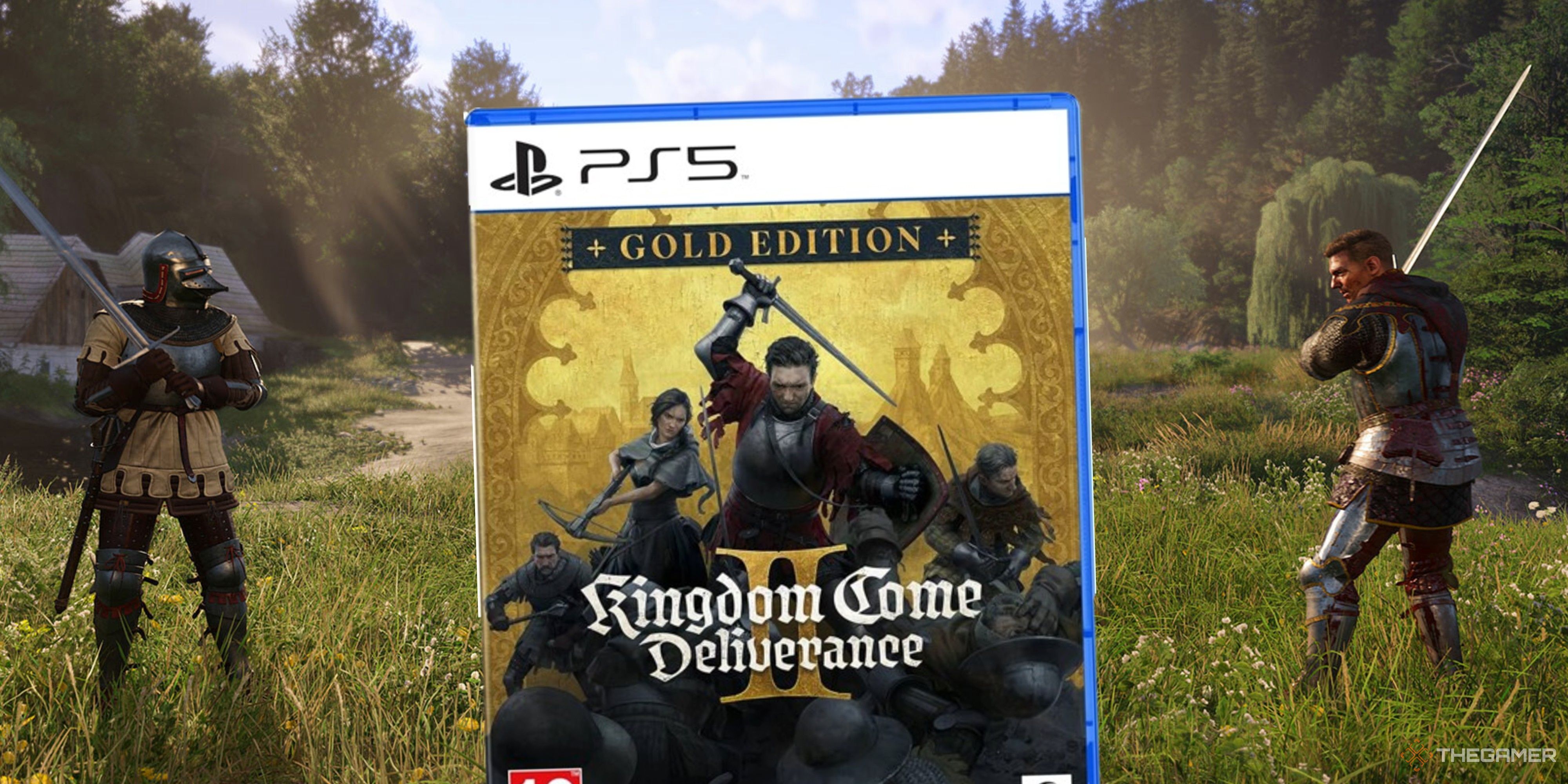 two characters from kingdom come deliverance 2 fighting over a copy of it on ps5.
