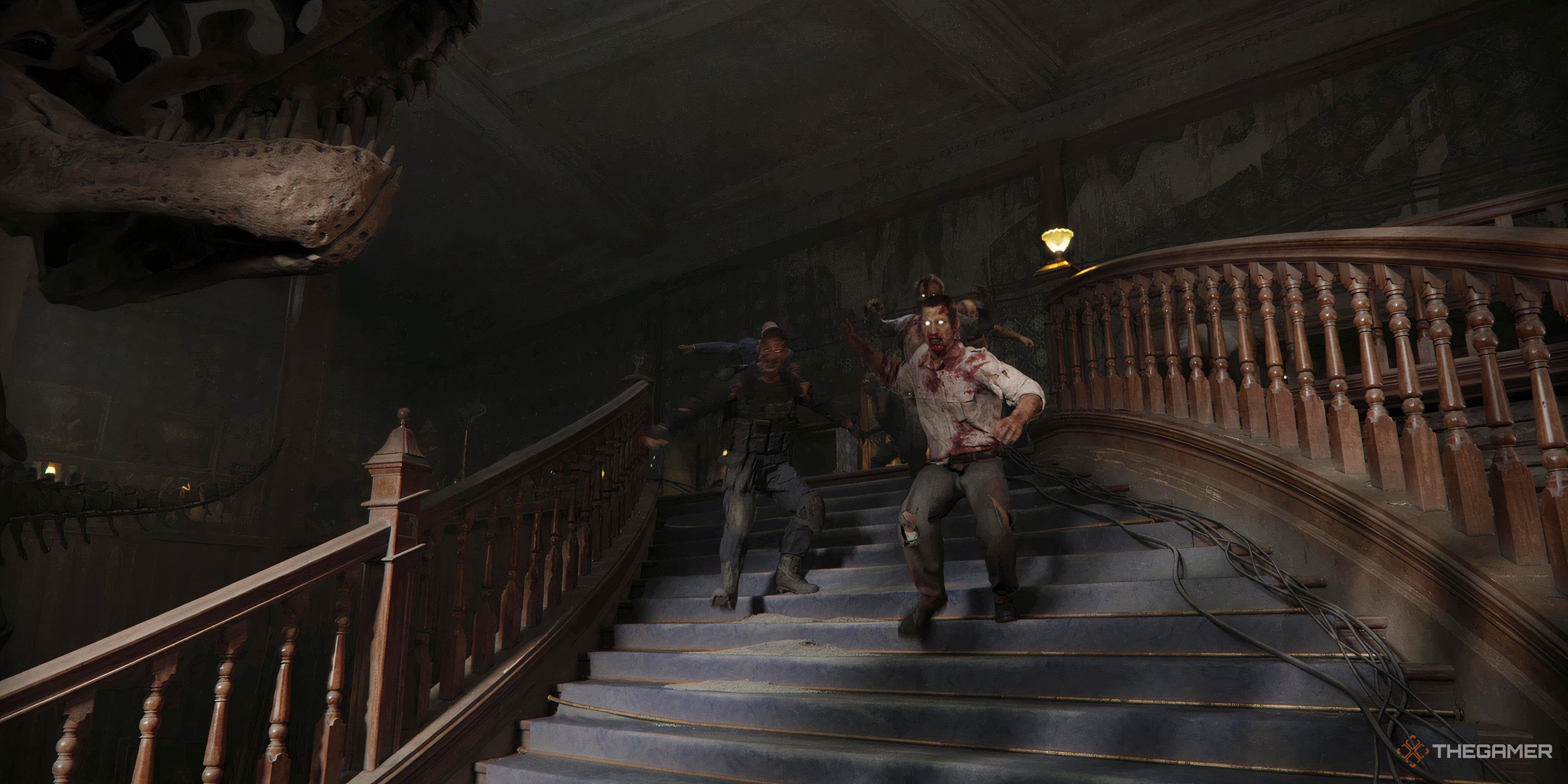 Zombies coming down a staircase in Call of Duty Black Ops 6.