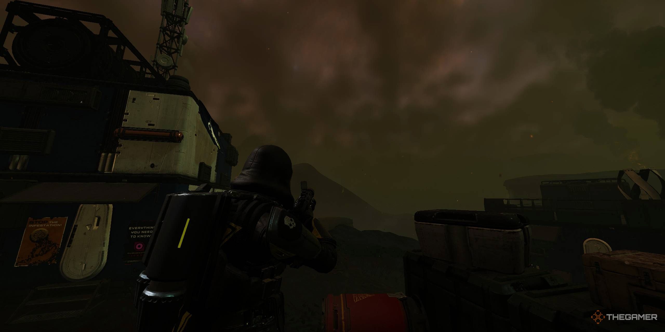 Aiming the GP-31 Ultimatum high over a hill to hit hidden enemies in Helldivers 2.