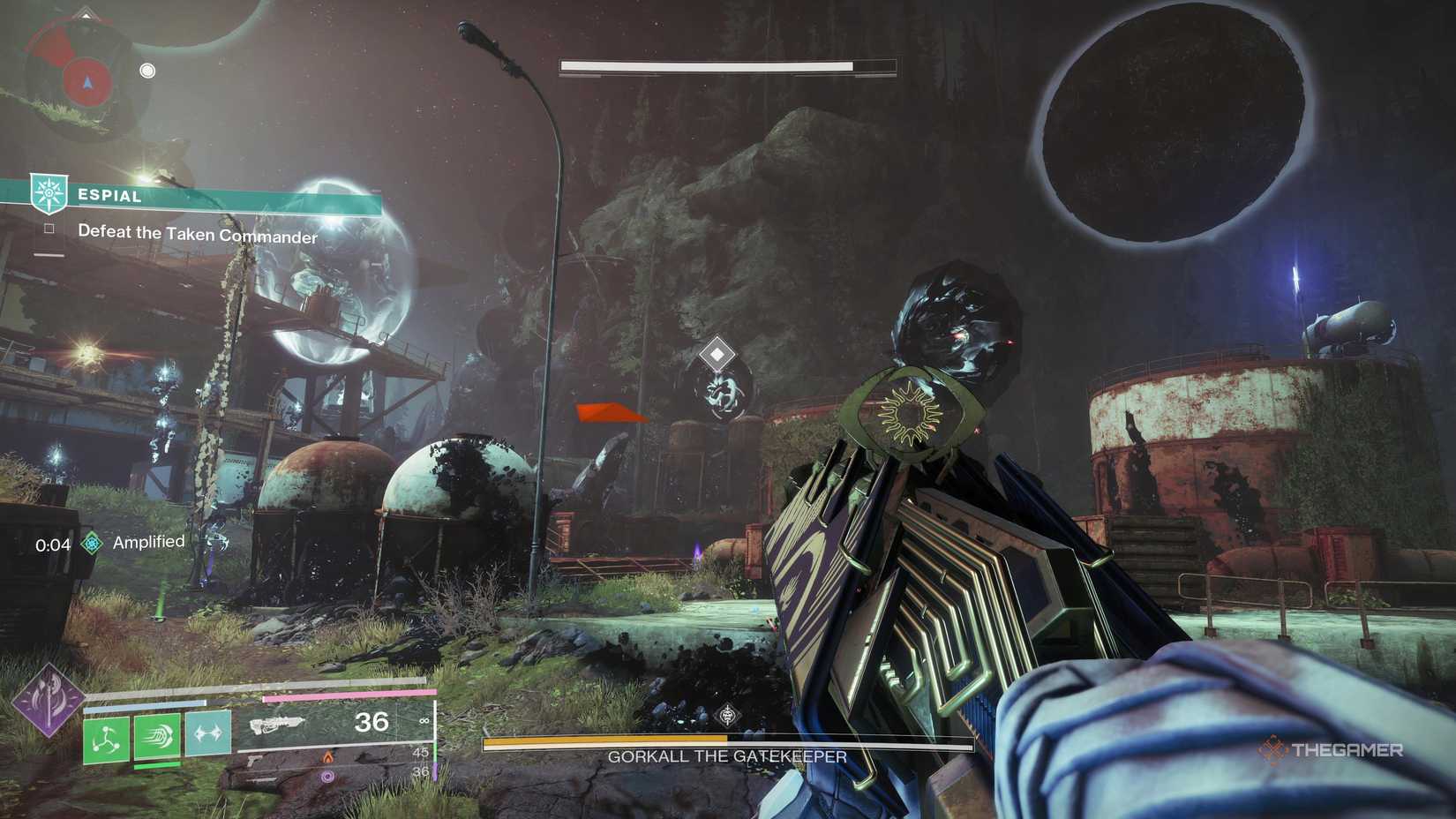 A Darkness rift warding a Taken Commander in the EDZ in Destiny 2.