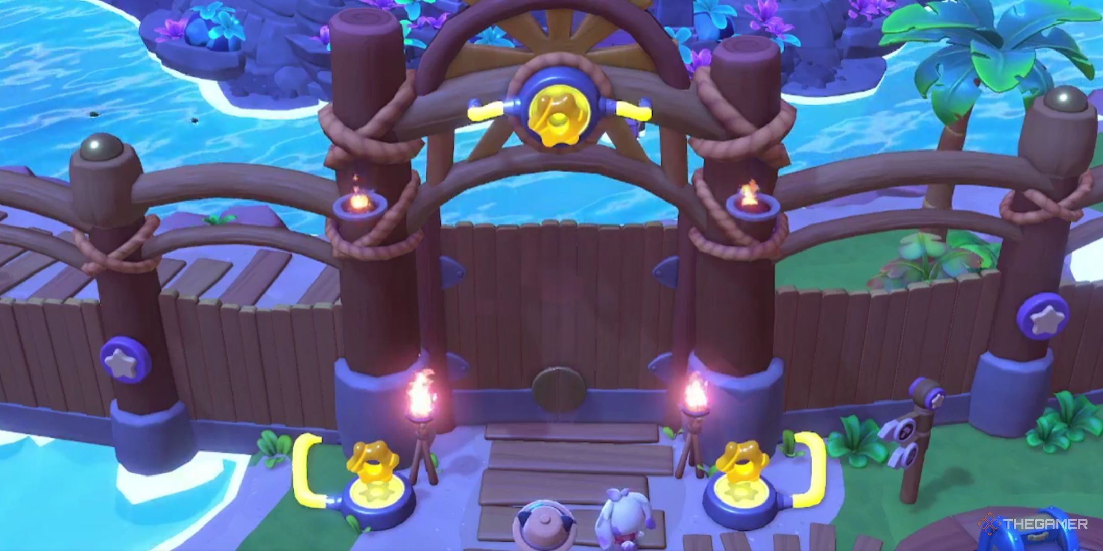 All Three Power Crystals are inserted in the large gate in Hello Kitty Island Adventure.