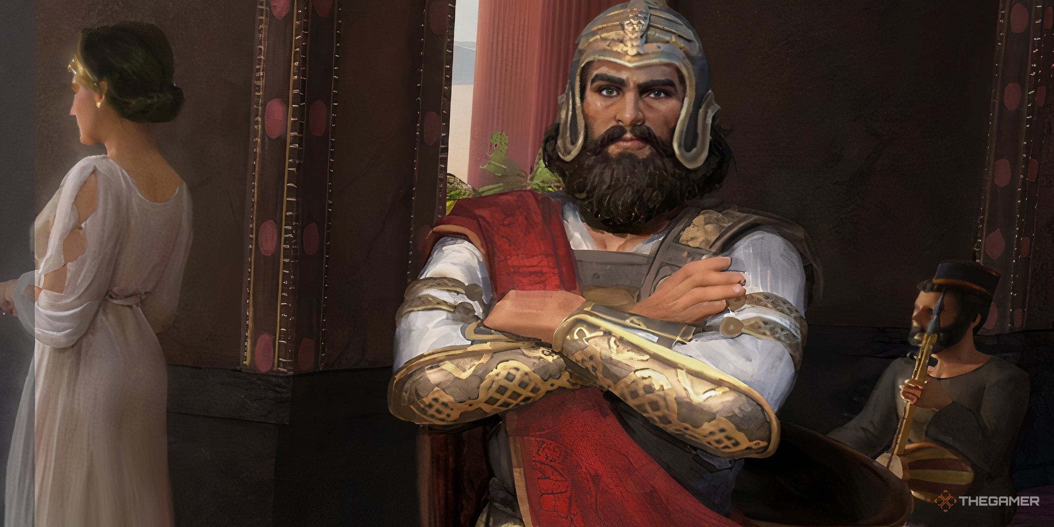 Xerxes, King of Kings leader portrait in Civilization 7. 